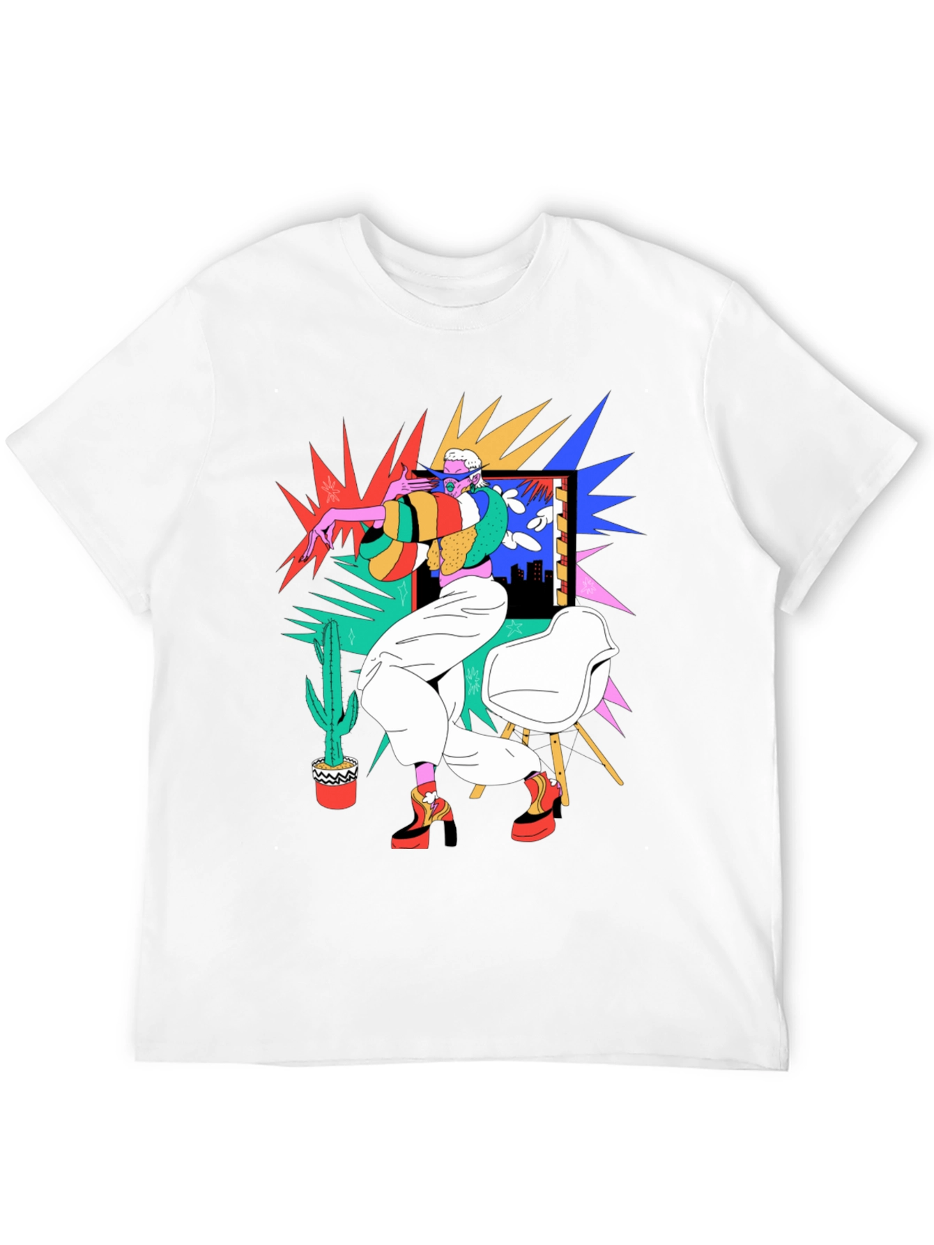 Abstract Pop Art Graphic Black T-Shirt