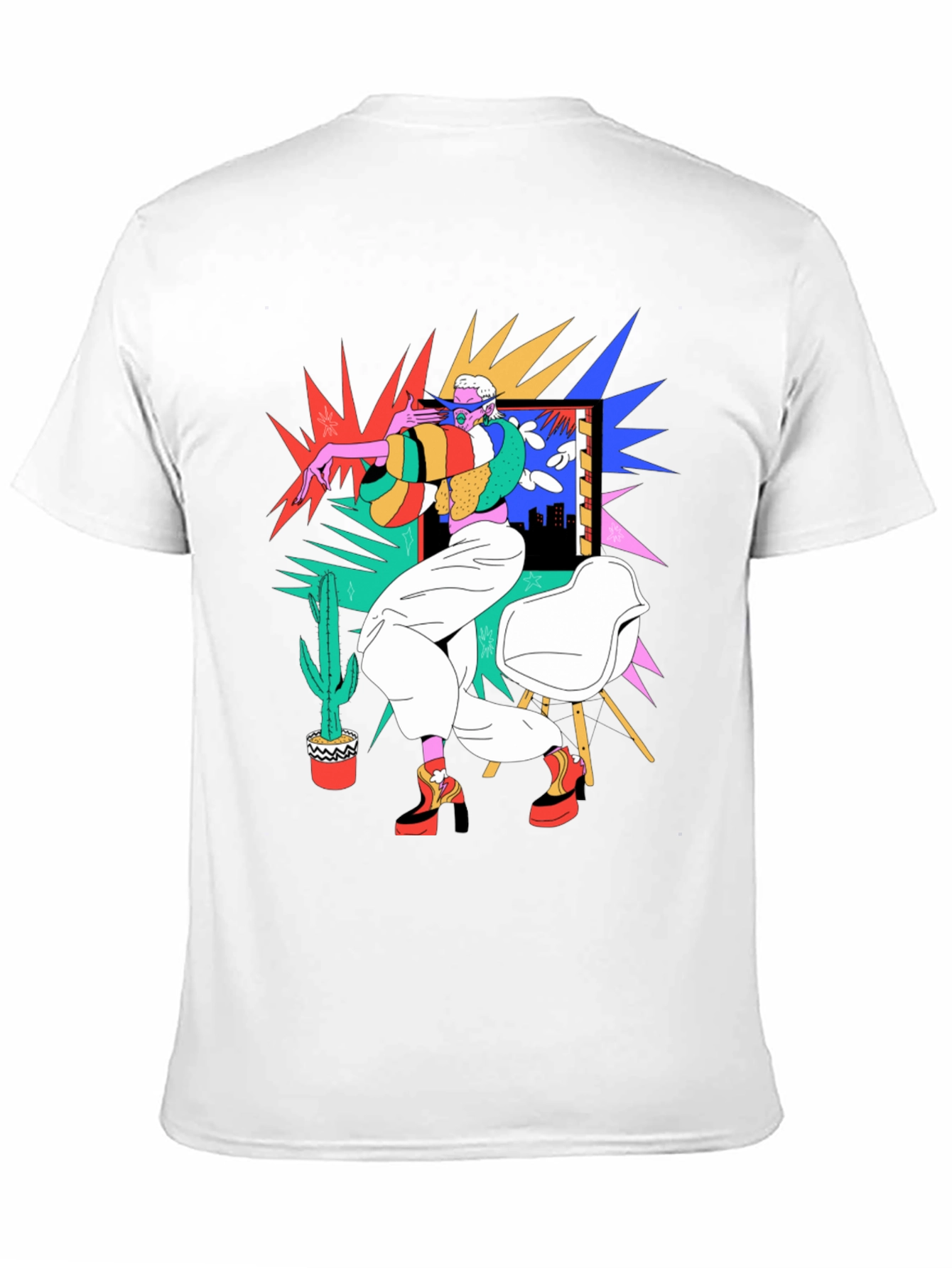 Abstract Pop Art Graphic Black T-Shirt