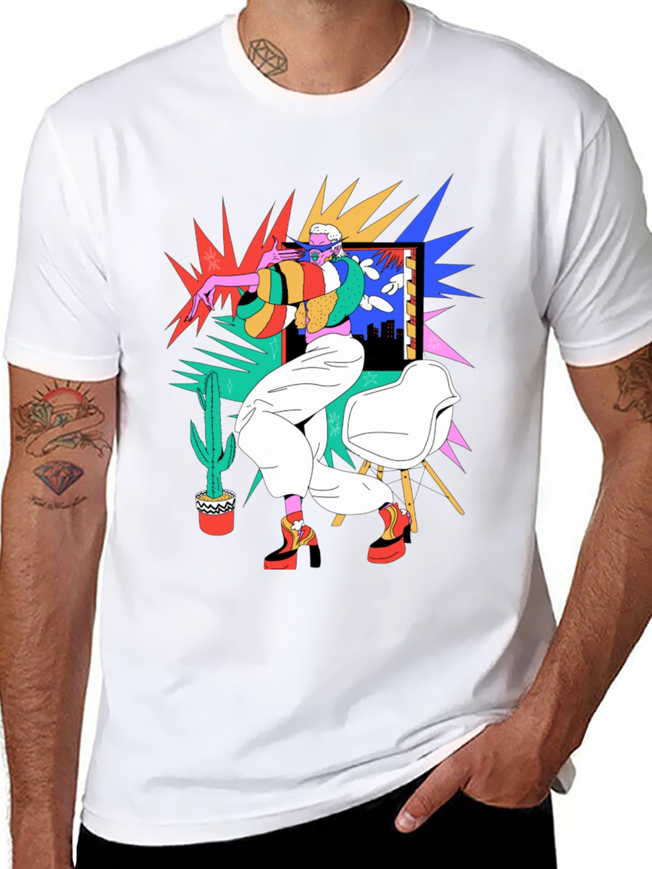 Abstract Pop Art Graphic Black T-Shirt