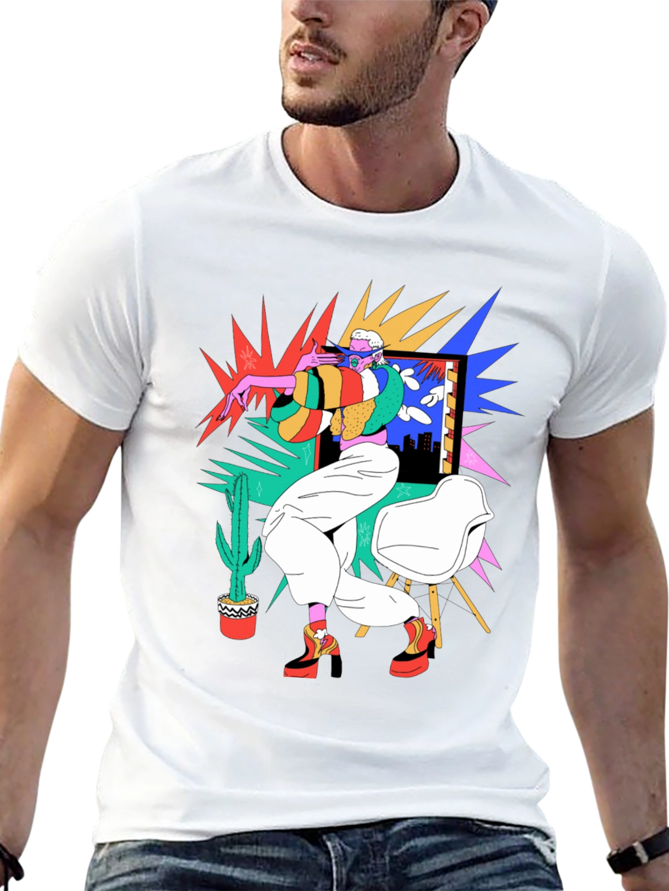 Abstract Pop Art Graphic Black T-Shirt
