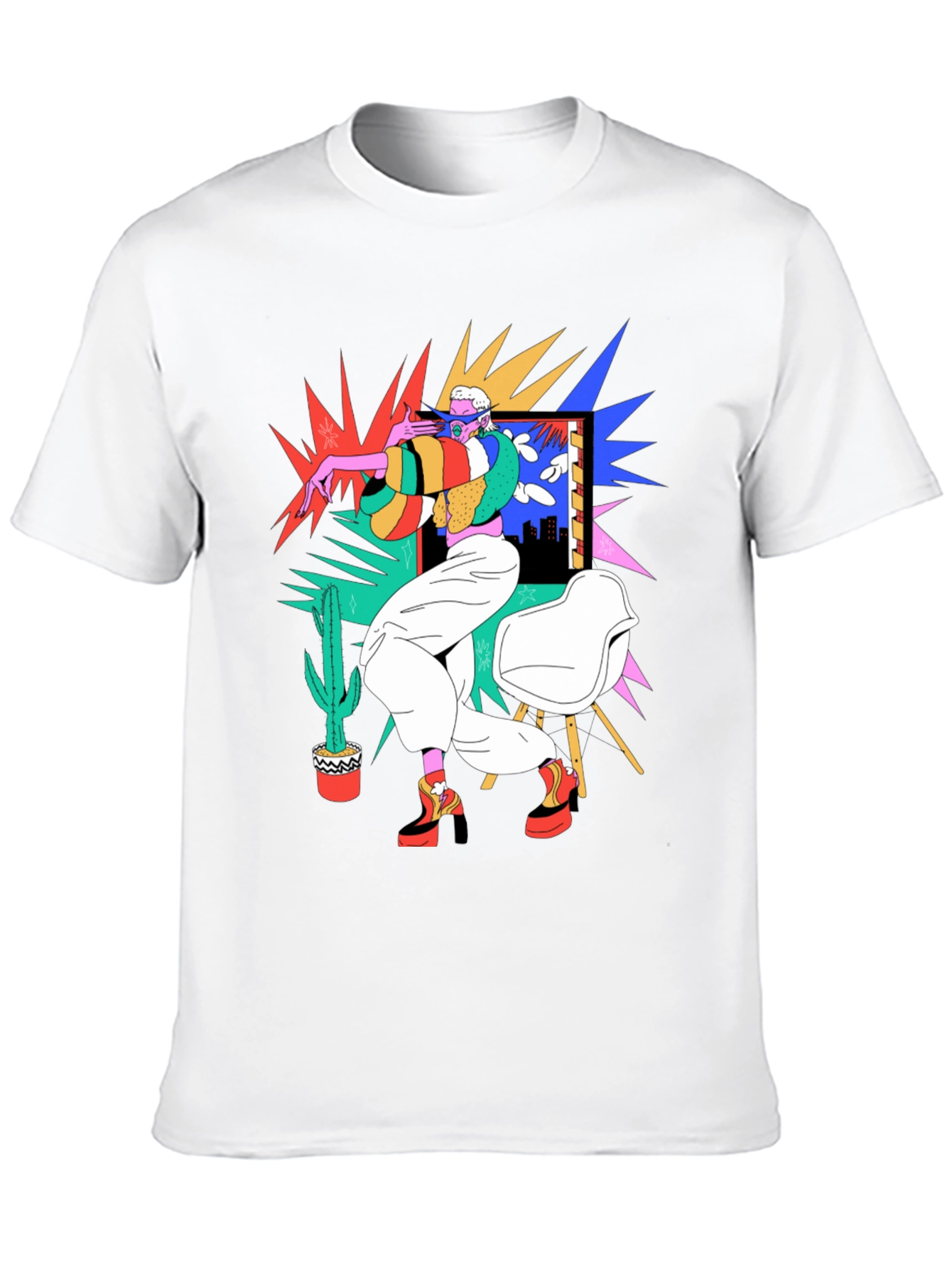 Abstract Pop Art Graphic Black T-Shirt
