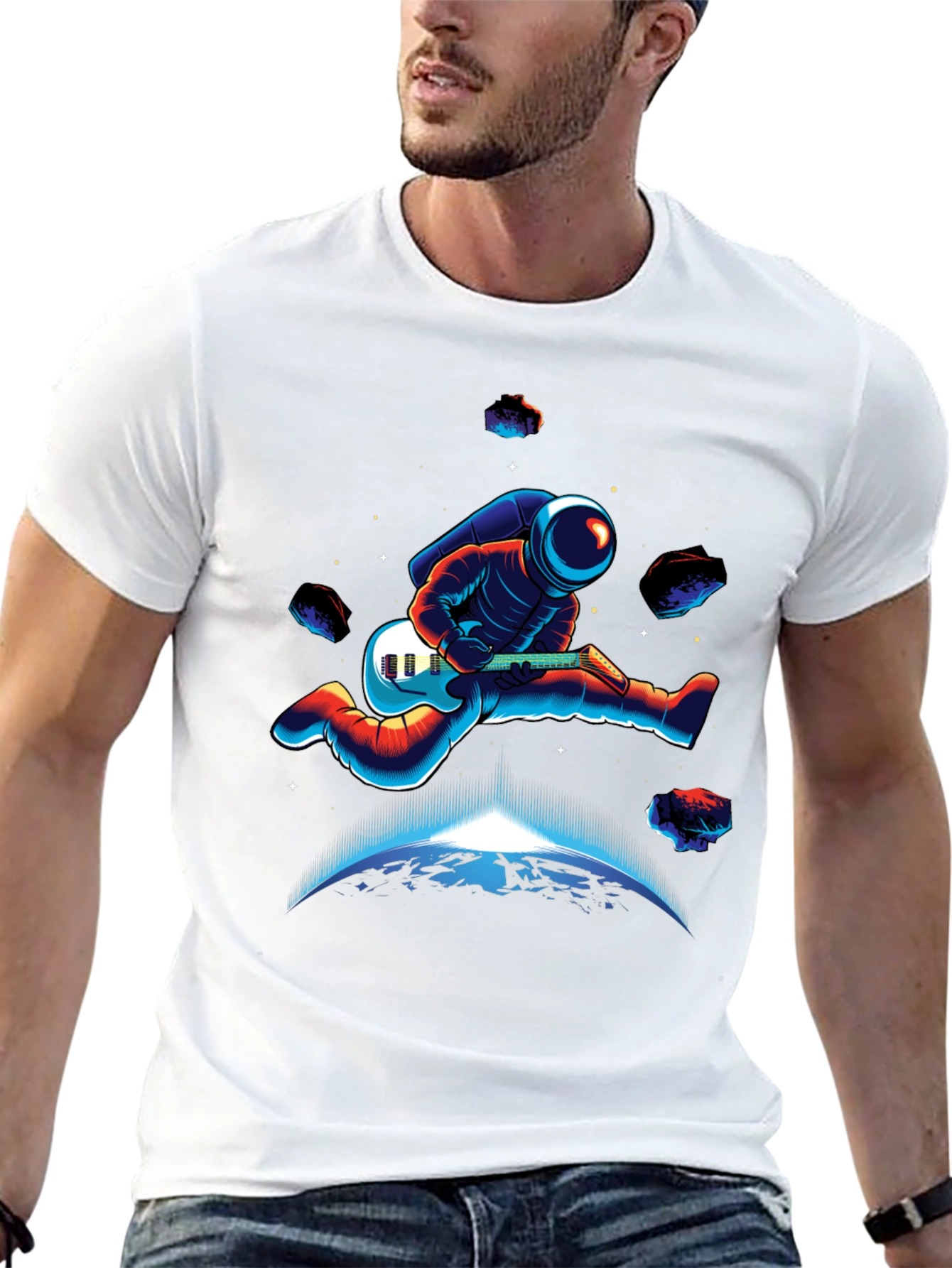 Astronaut Guitarist Graphic T-Shirt - Space Rock