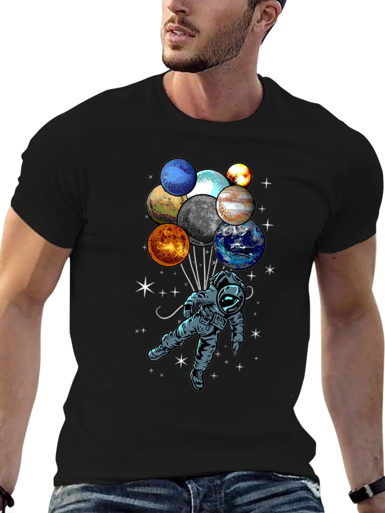Astronaut Planet Balloon Graphic Tee