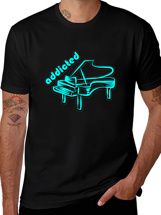 Addicted Piano Tee - Cool Graphic T-Shirt