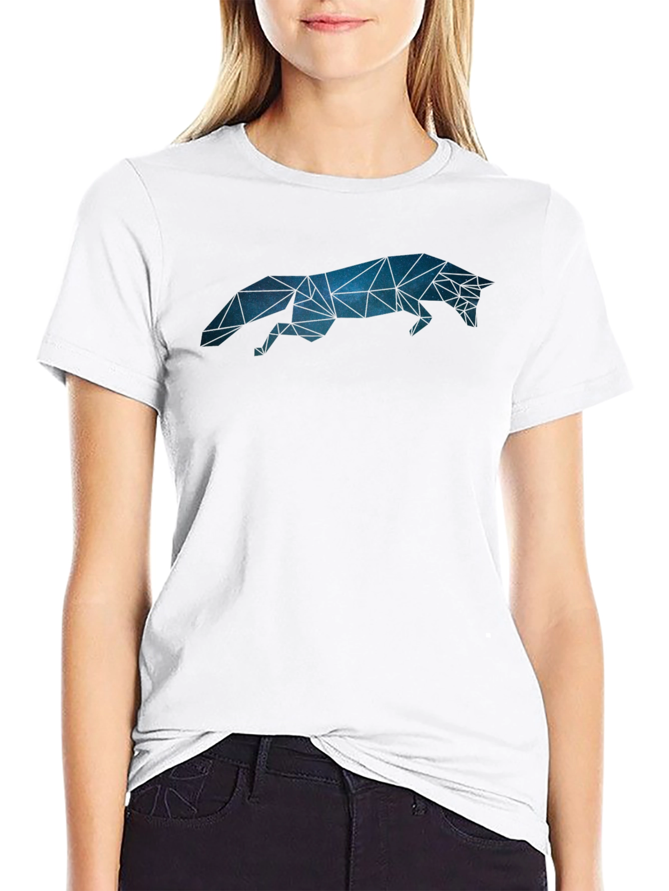 Geometric Fox Graphic Tee - Stylish Mens Black T-Shirt