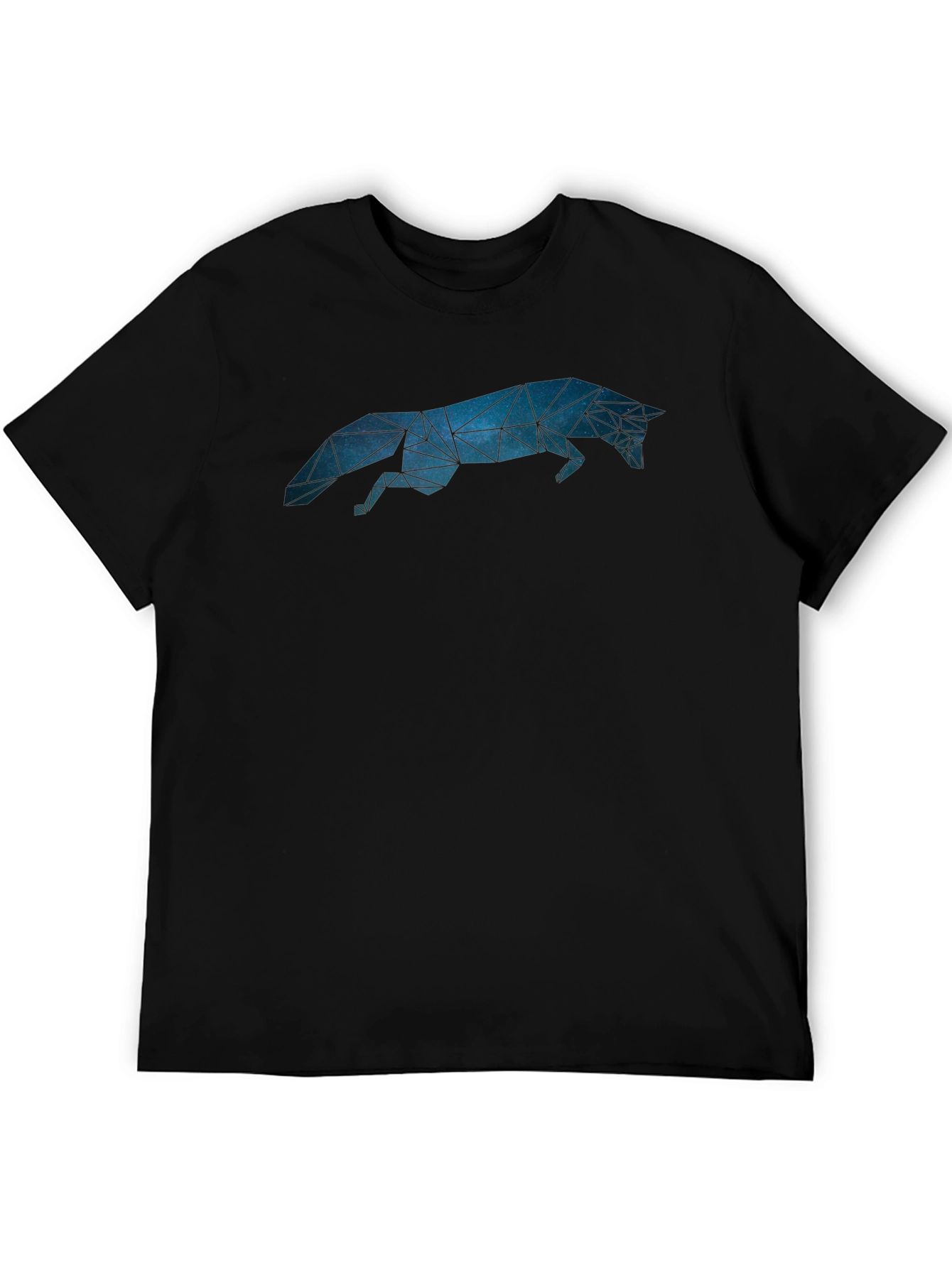 Geometric Fox Graphic Tee - Stylish Mens Black T-Shirt