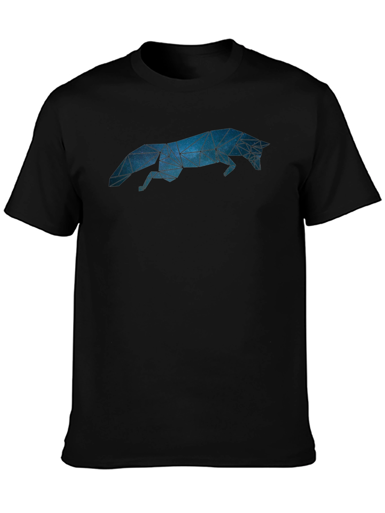 Geometric Fox Graphic Tee - Stylish Mens Black T-Shirt