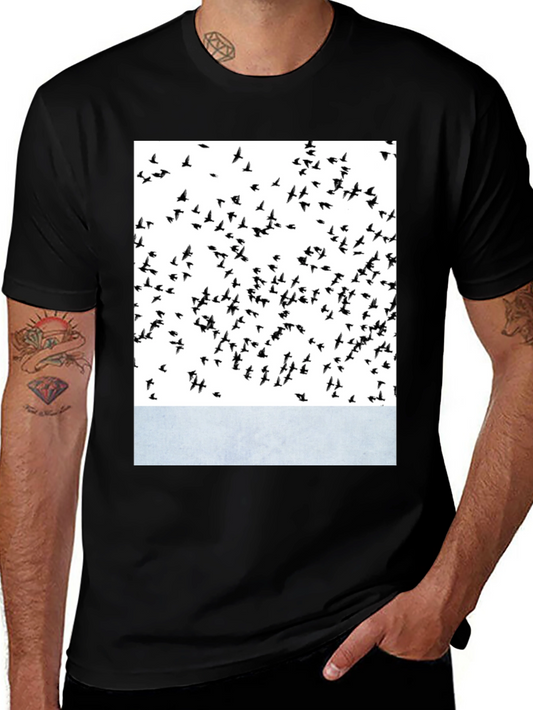 Abstract Bird Print Crew Neck T-Shirt