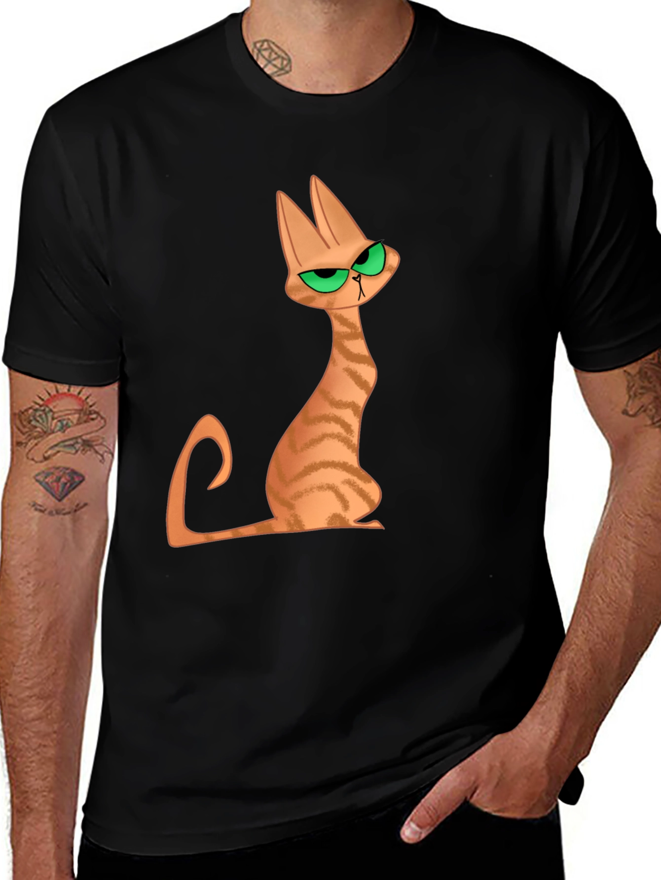 Grumpy Cat Cartoon Black T-Shirt