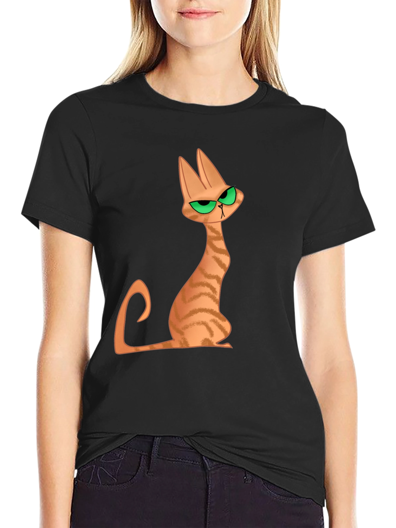 Grumpy Cat Cartoon Black T-Shirt