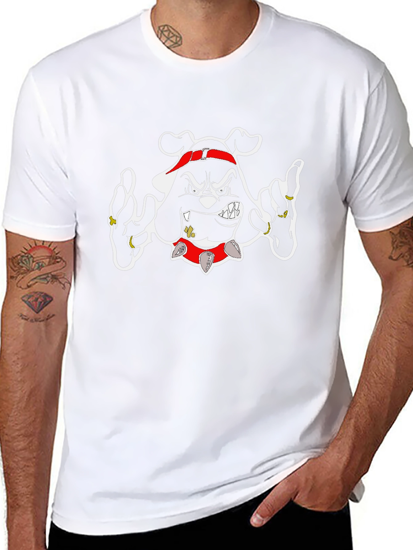 Gangster Bulldog Graphic T-Shirt - Black