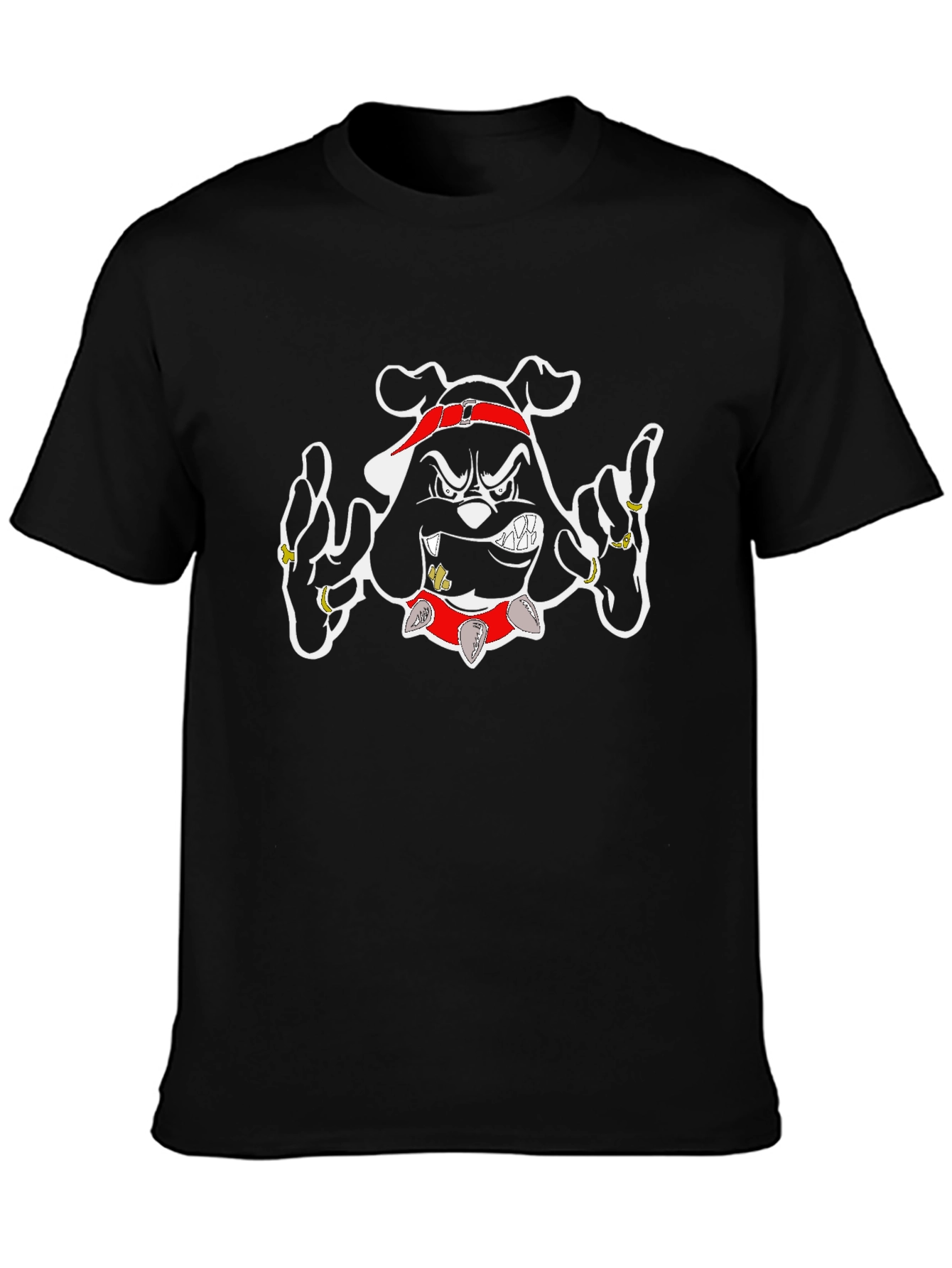 Gangster Bulldog Graphic T-Shirt - Black