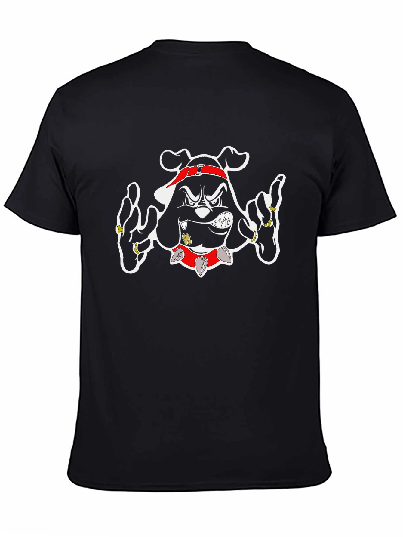 Gangster Bulldog Graphic T-Shirt - Black