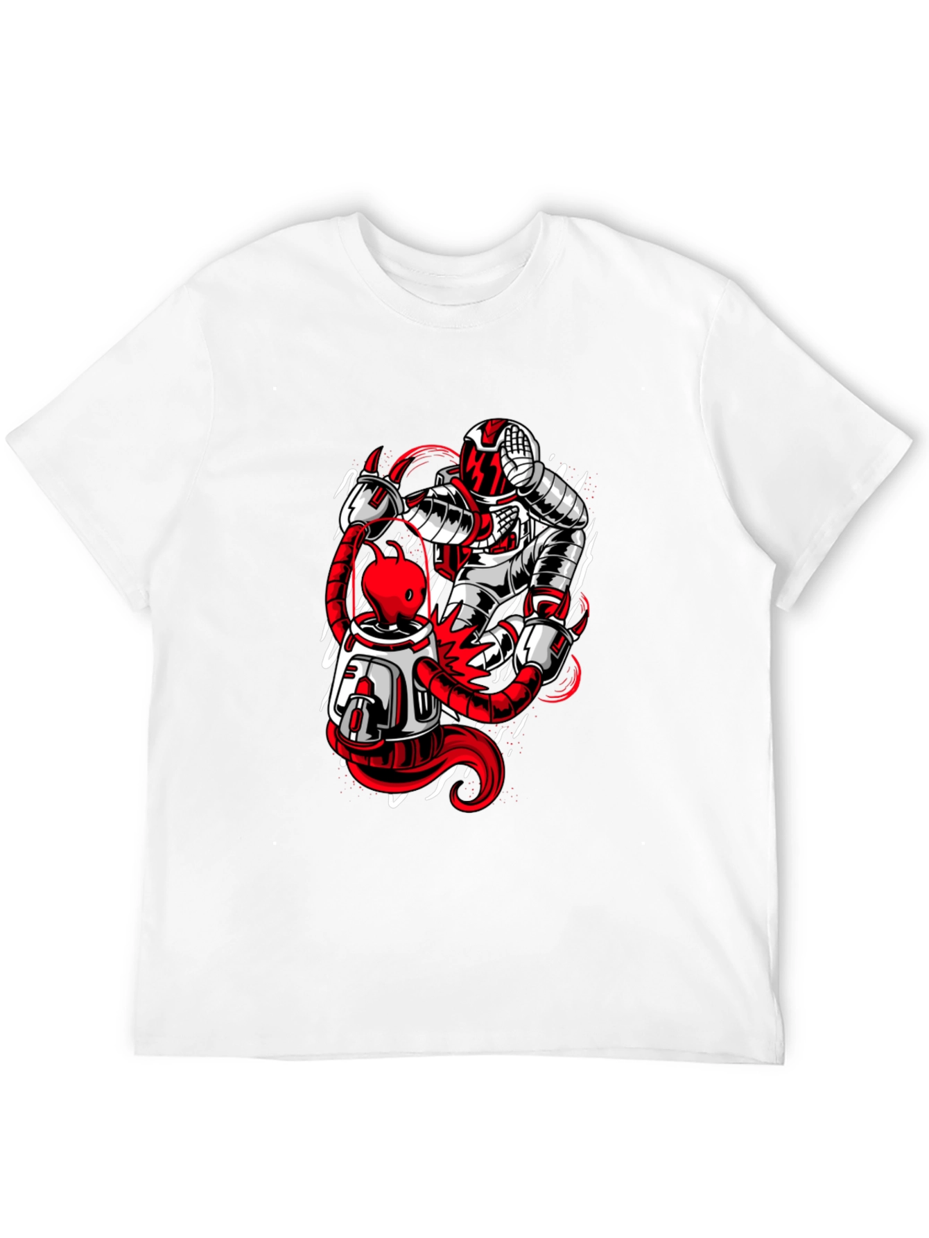 Astronaut and Alien Graphic Print Black T-Shirt