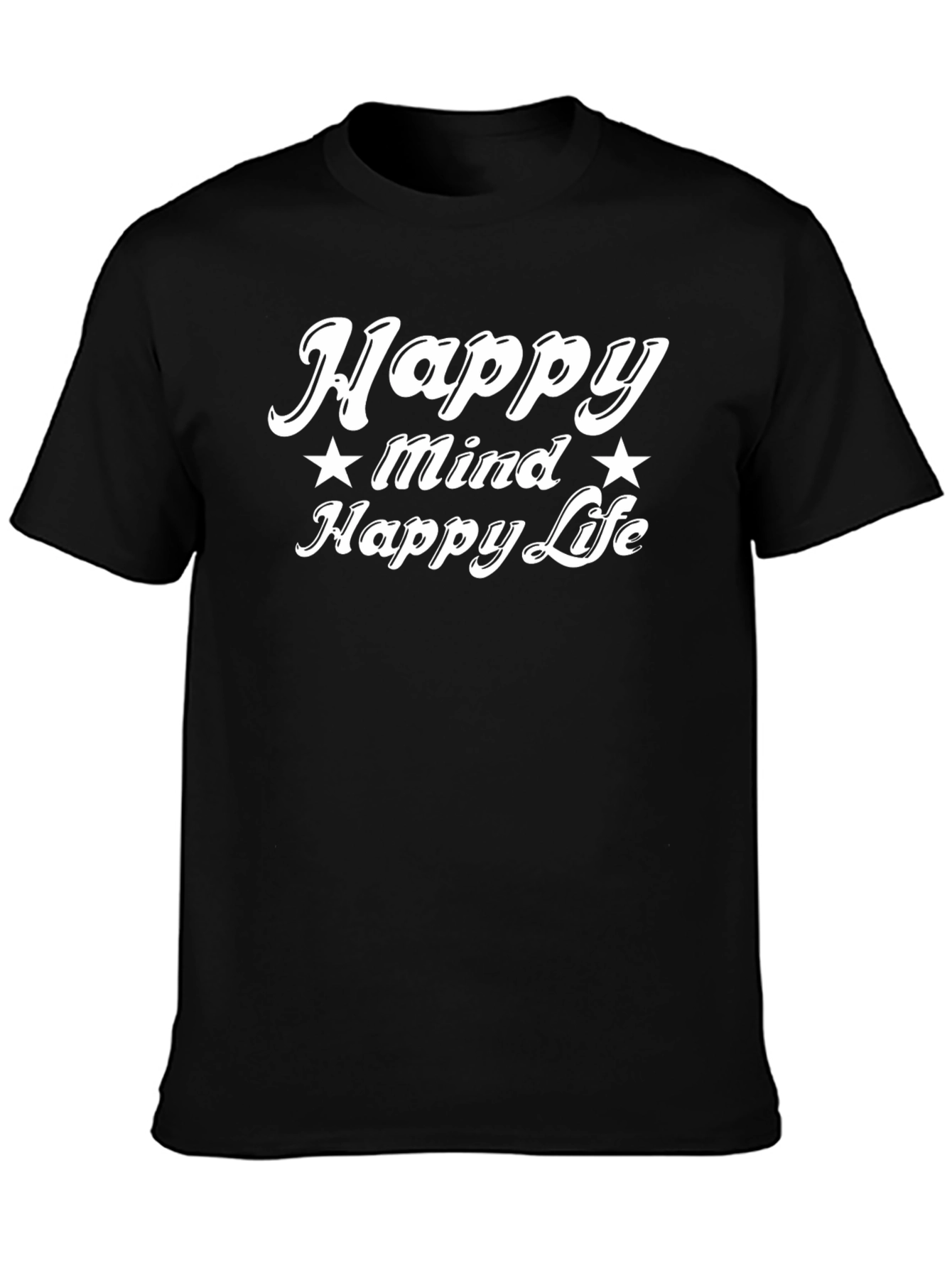 Happy Mind Happy Life Black Graphic Tee