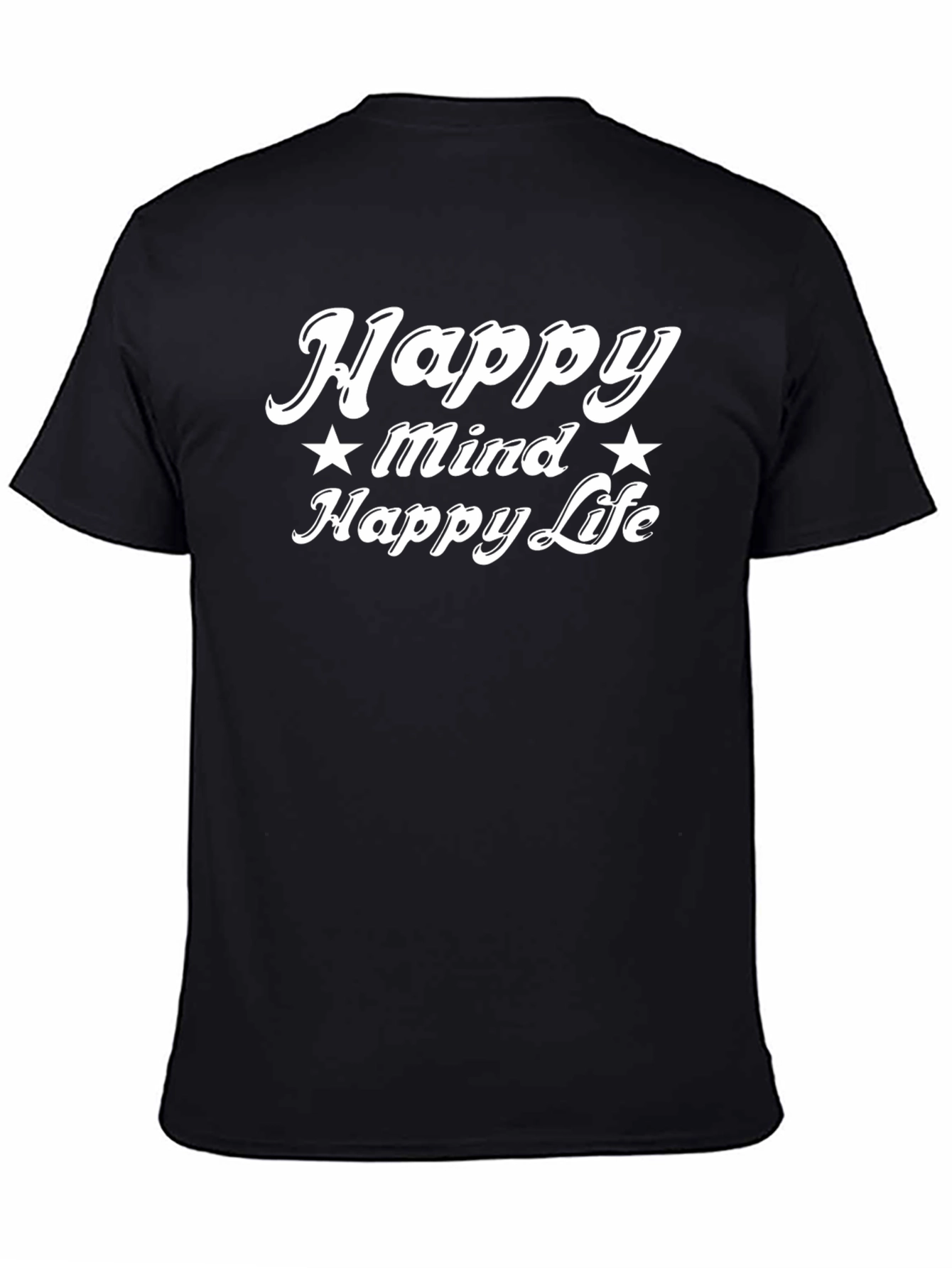 Happy Mind Happy Life Black Graphic Tee
