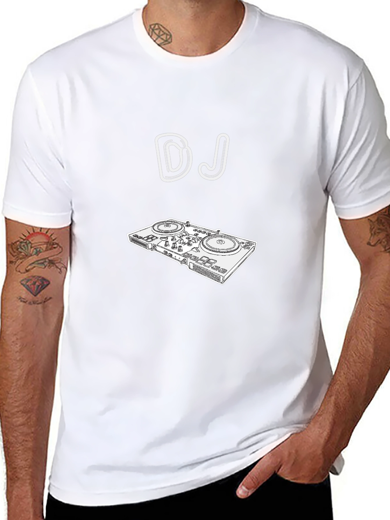 DJ Turntable Black Graphic Tee
