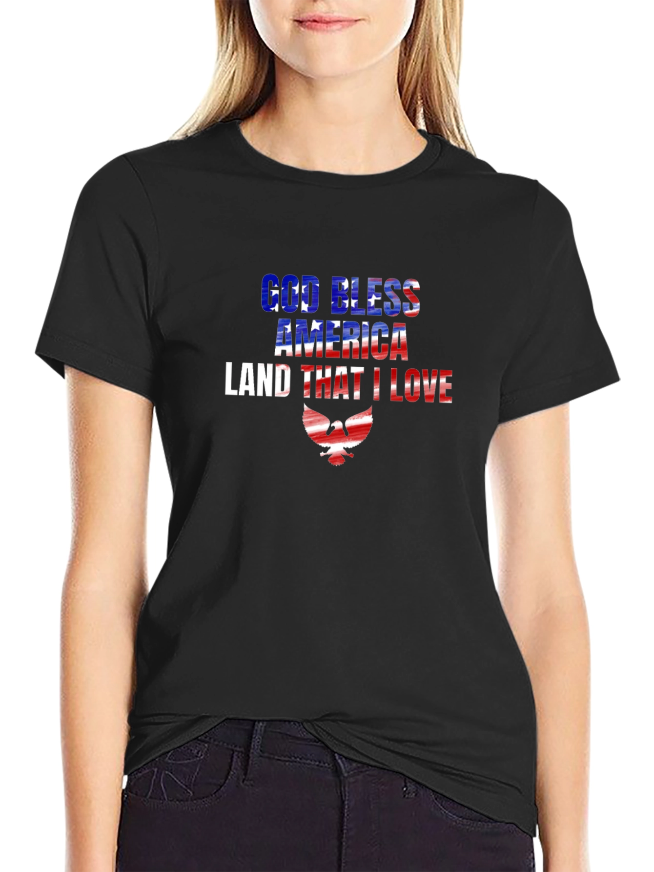 God Bless America T-Shirt Patriotic USA Flag Eagle