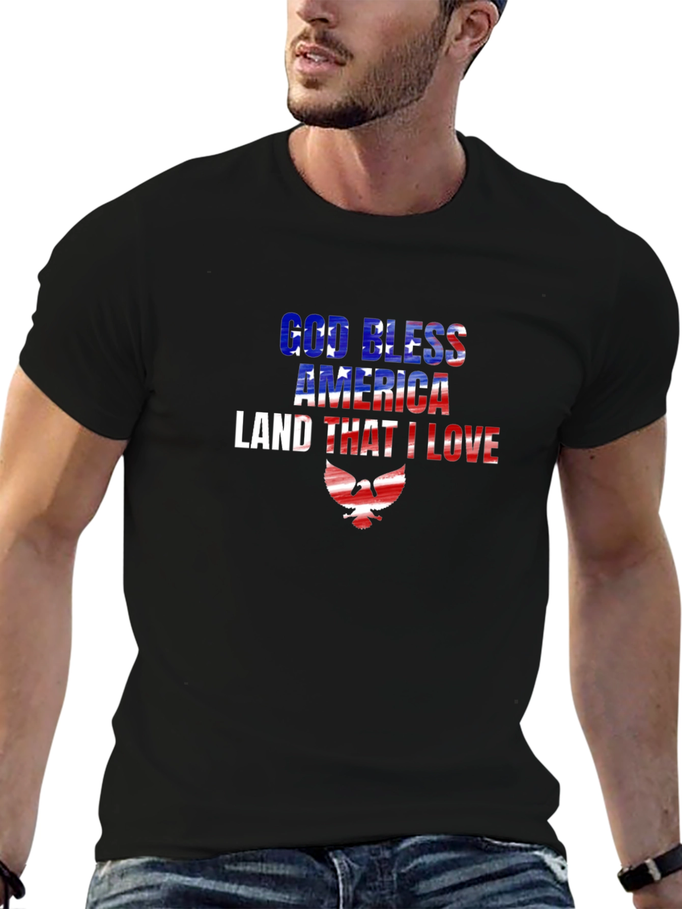 God Bless America T-Shirt Patriotic USA Flag Eagle