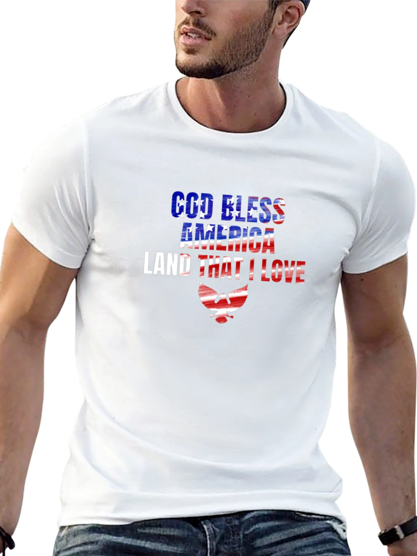 God Bless America T-Shirt Patriotic USA Flag Eagle