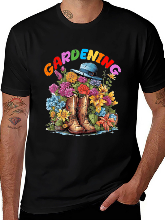 Gardening Boots & Flowers T-Shirt - Colorful Garden Tee