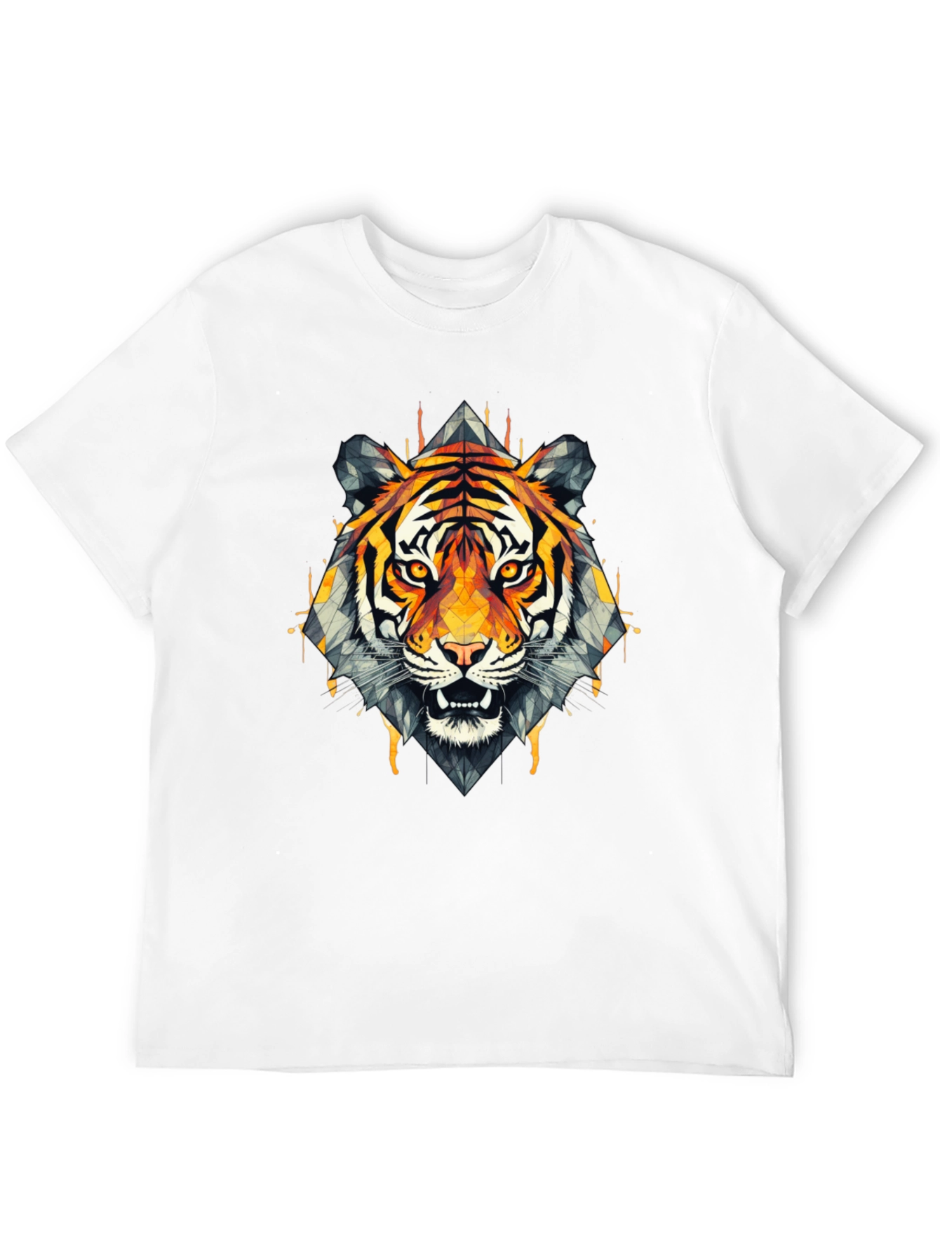 Geometric Tiger Graphic Black T-Shirt