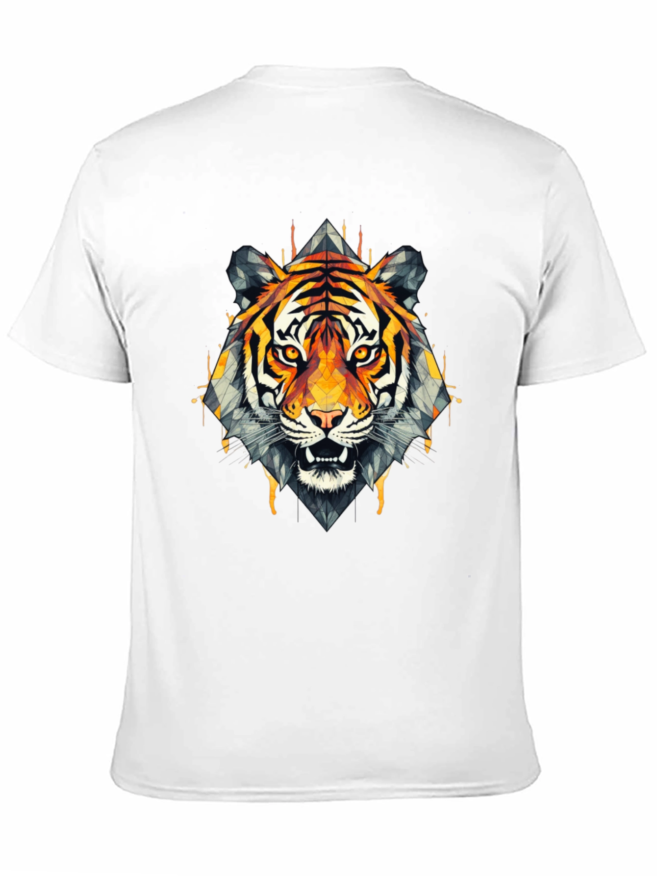 Geometric Tiger Graphic Black T-Shirt