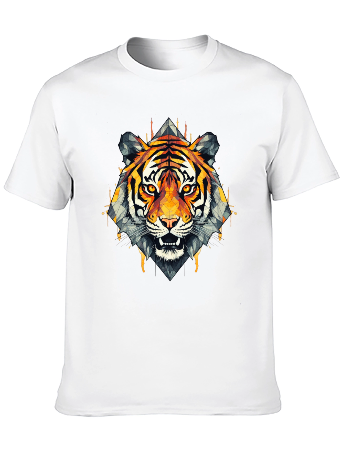 Geometric Tiger Graphic Black T-Shirt