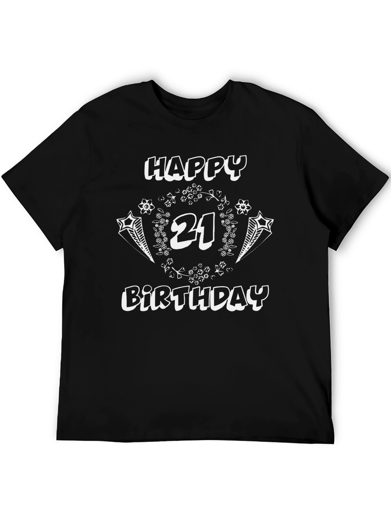 Happy 21st Birthday T-Shirt Black Graphic Tee