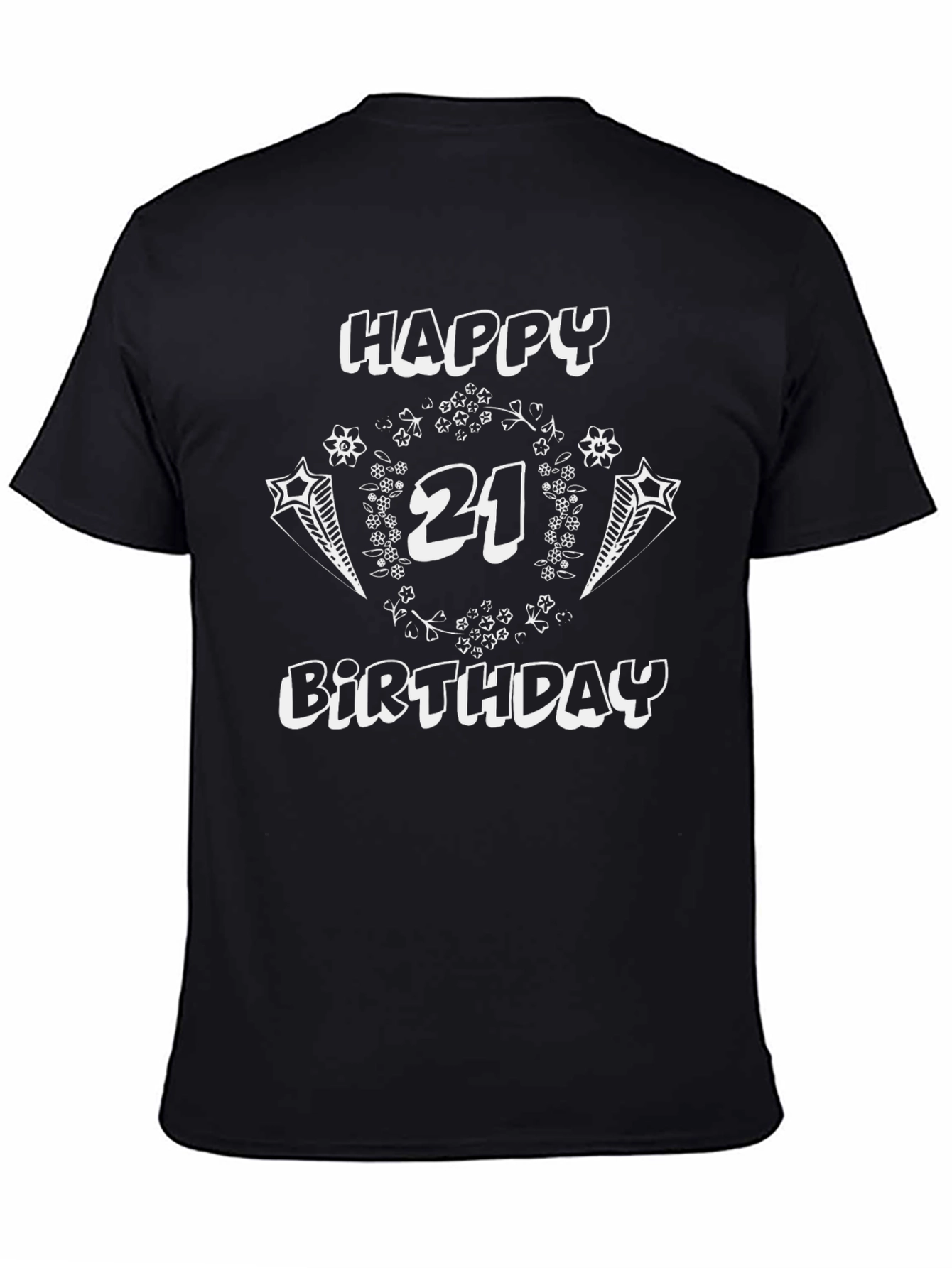Happy 21st Birthday T-Shirt Black Graphic Tee