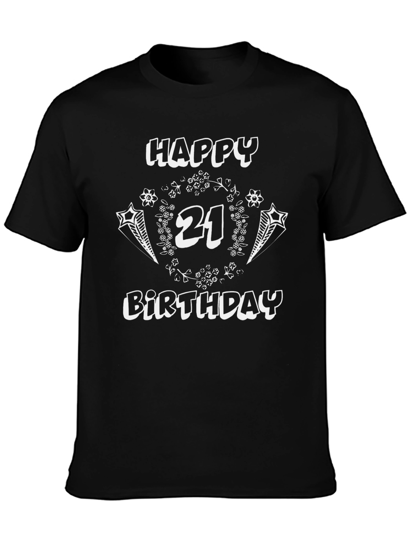 Happy 21st Birthday T-Shirt Black Graphic Tee