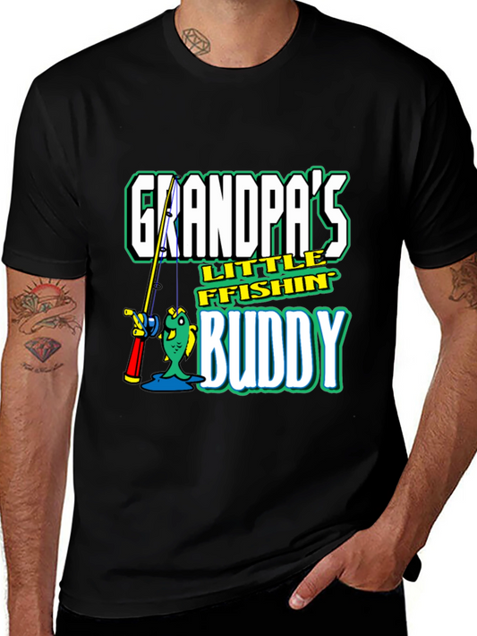Grandpas Little Fishin Buddy Black T-Shirt