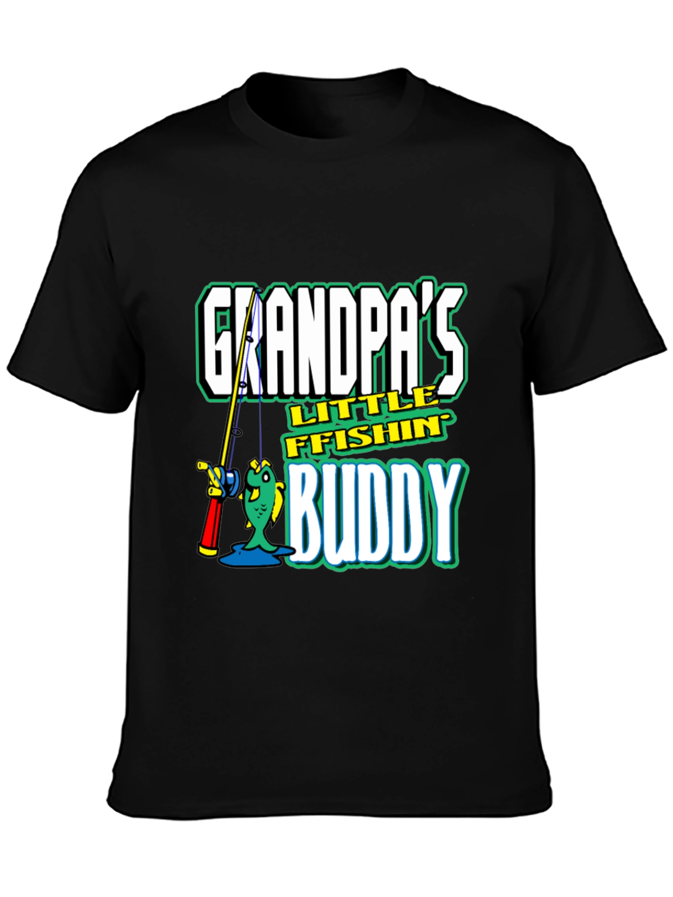 Grandpas Little Fishin Buddy Black T-Shirt