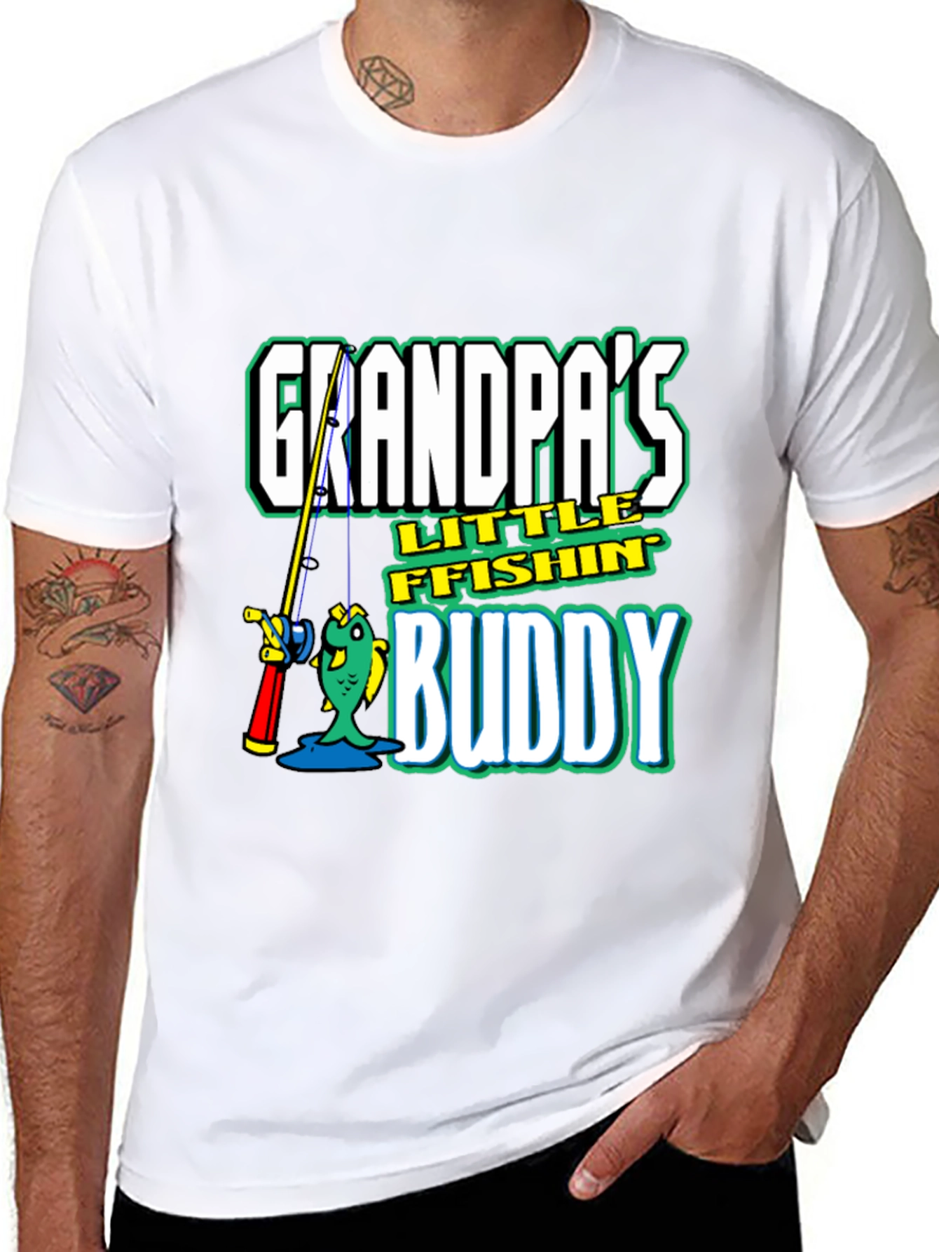 Grandpas Little Fishin Buddy Black T-Shirt