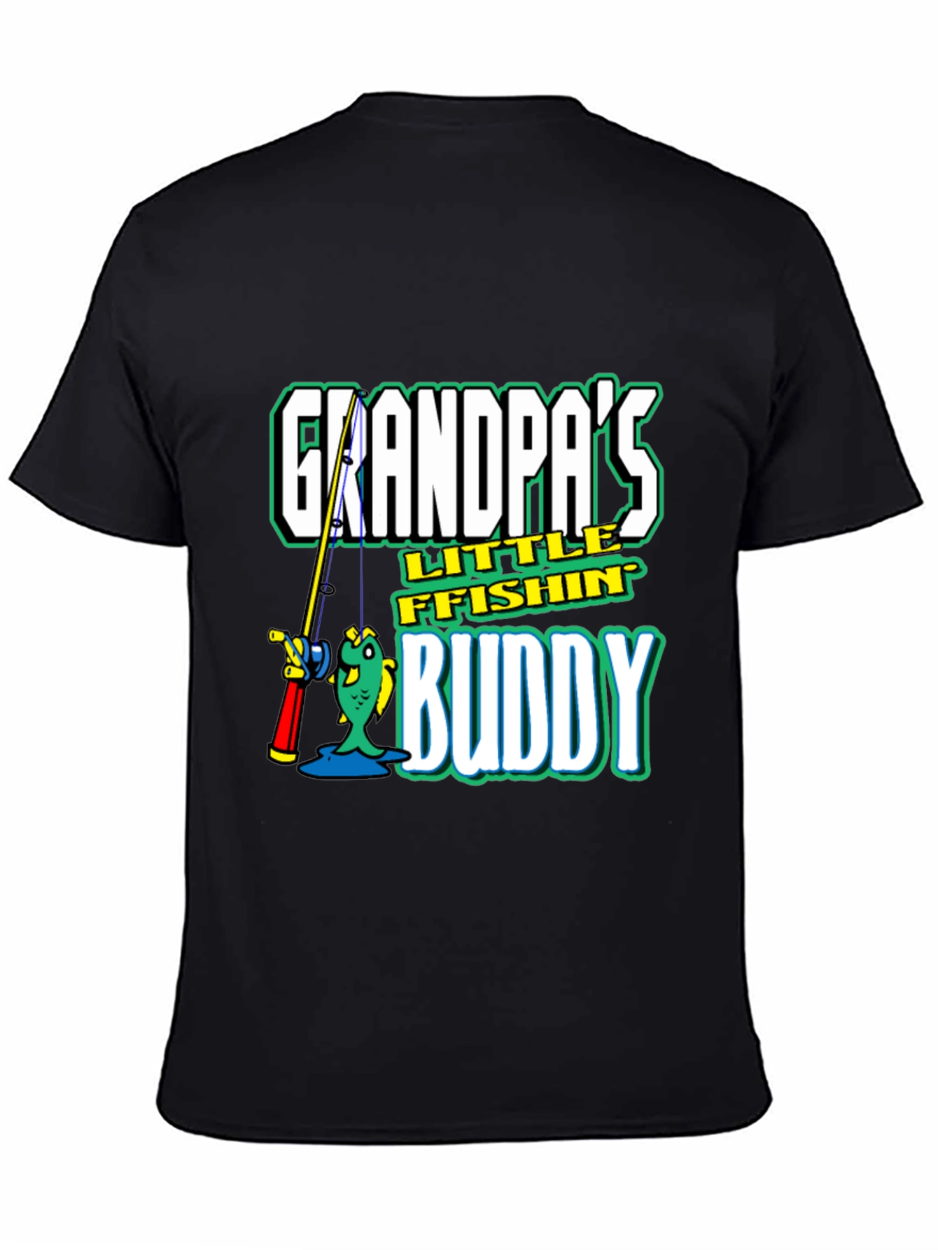 Grandpas Little Fishin Buddy Black T-Shirt