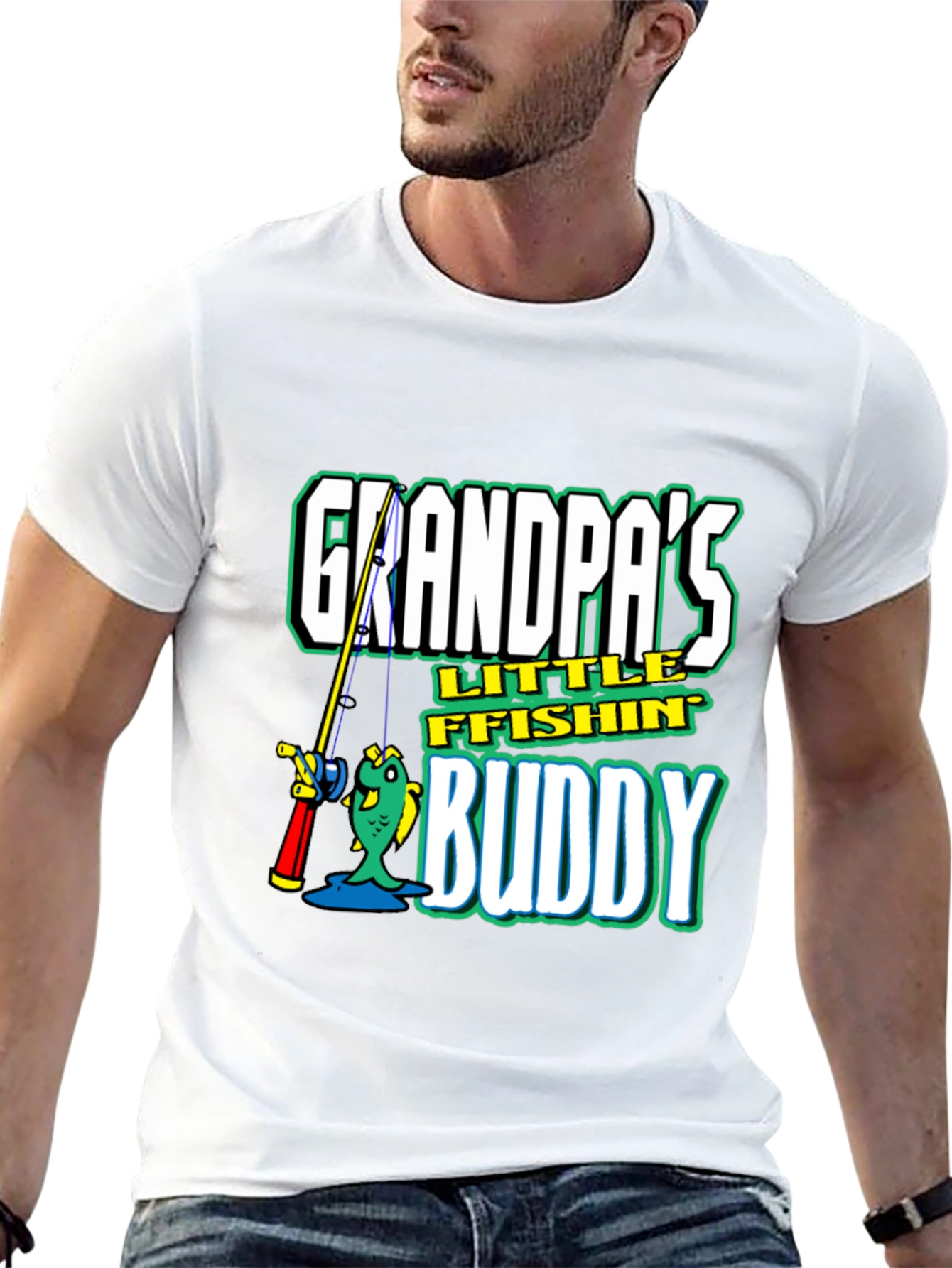 Grandpas Little Fishin Buddy Black T-Shirt