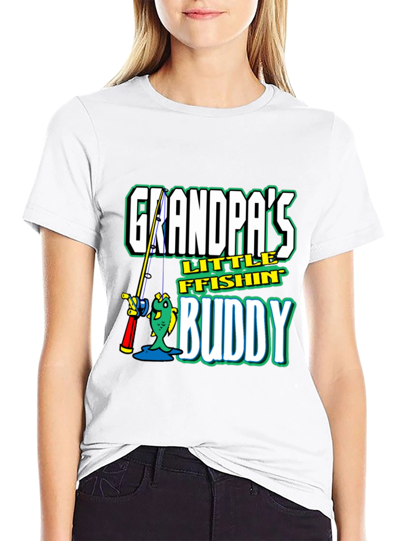 Grandpas Little Fishin Buddy Black T-Shirt