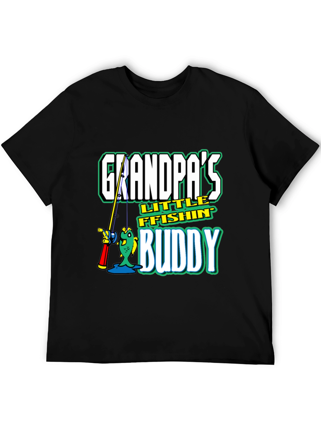 Grandpas Little Fishin Buddy Black T-Shirt