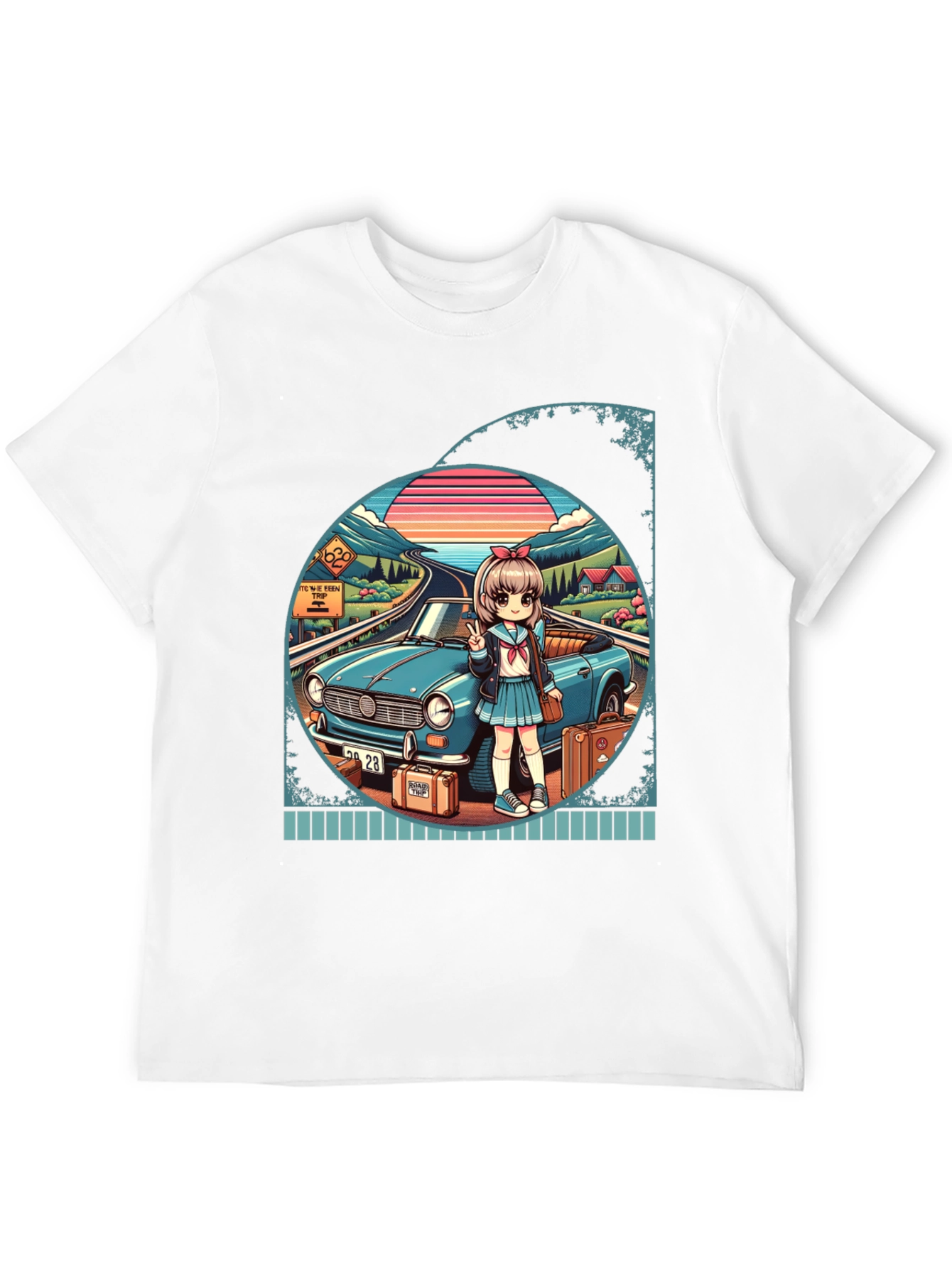 Anime Girl Road Trip Graphic T-Shirt