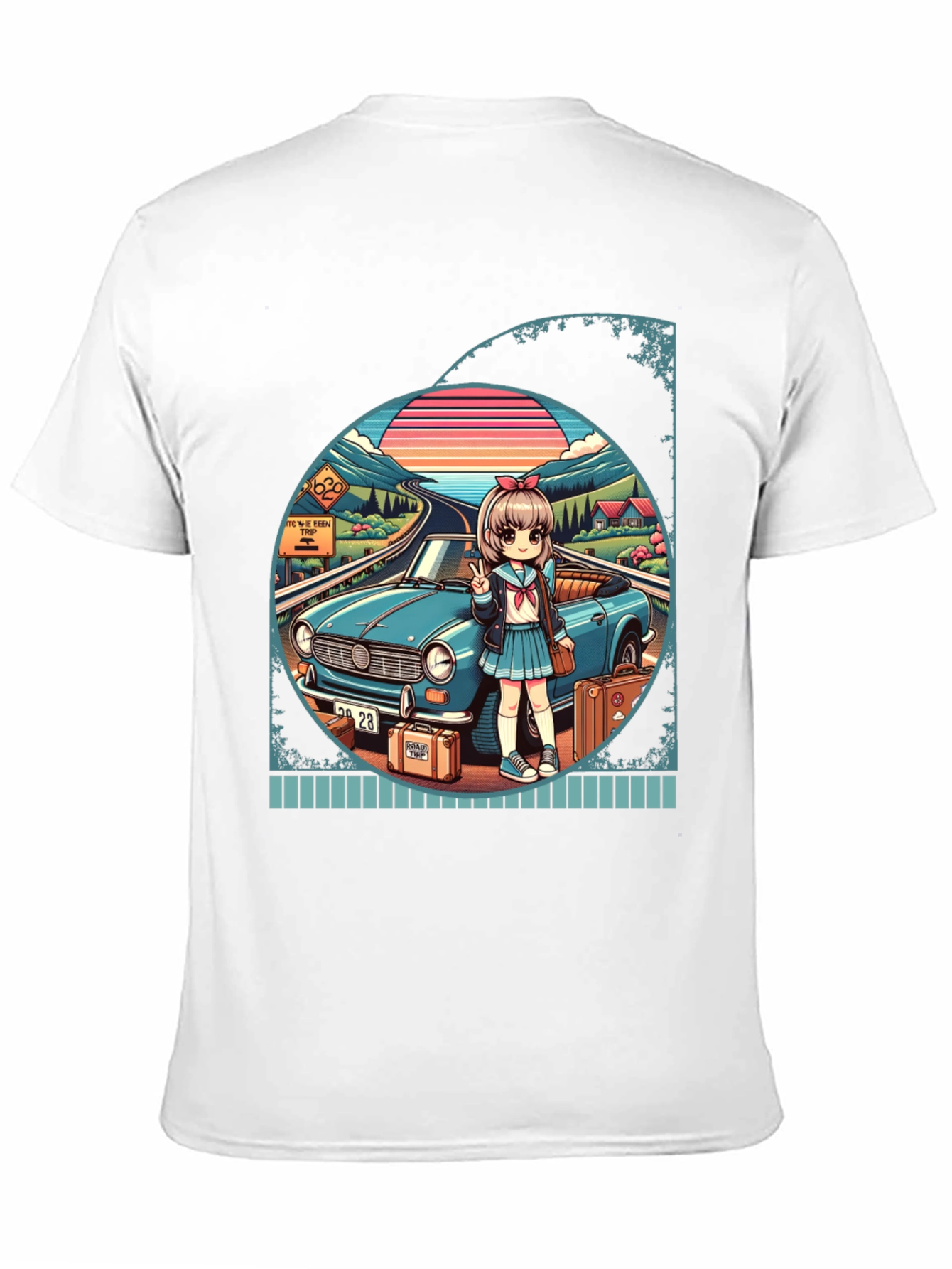 Anime Girl Road Trip Graphic T-Shirt