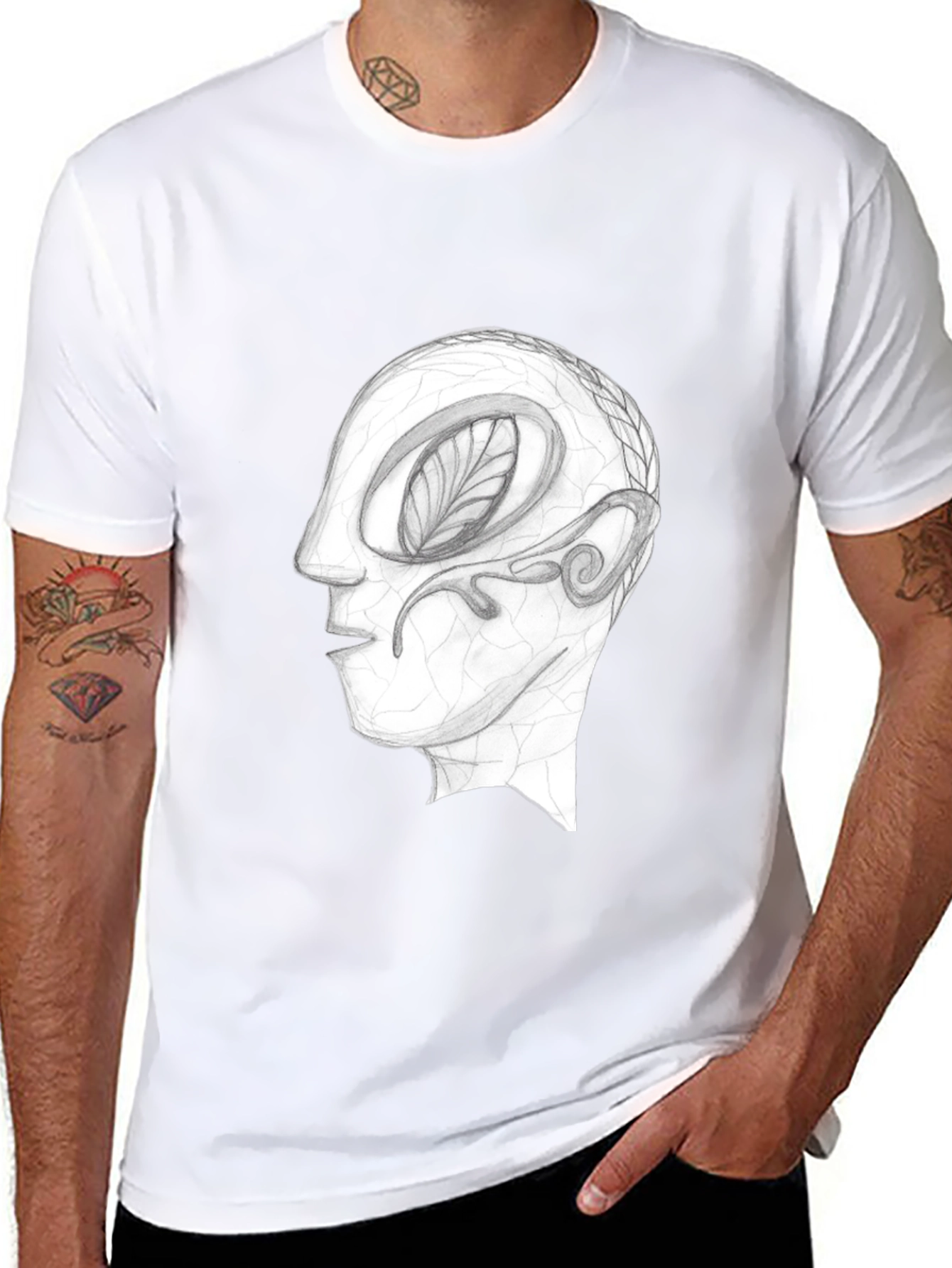 Abstract Head Graphic Tee - Black