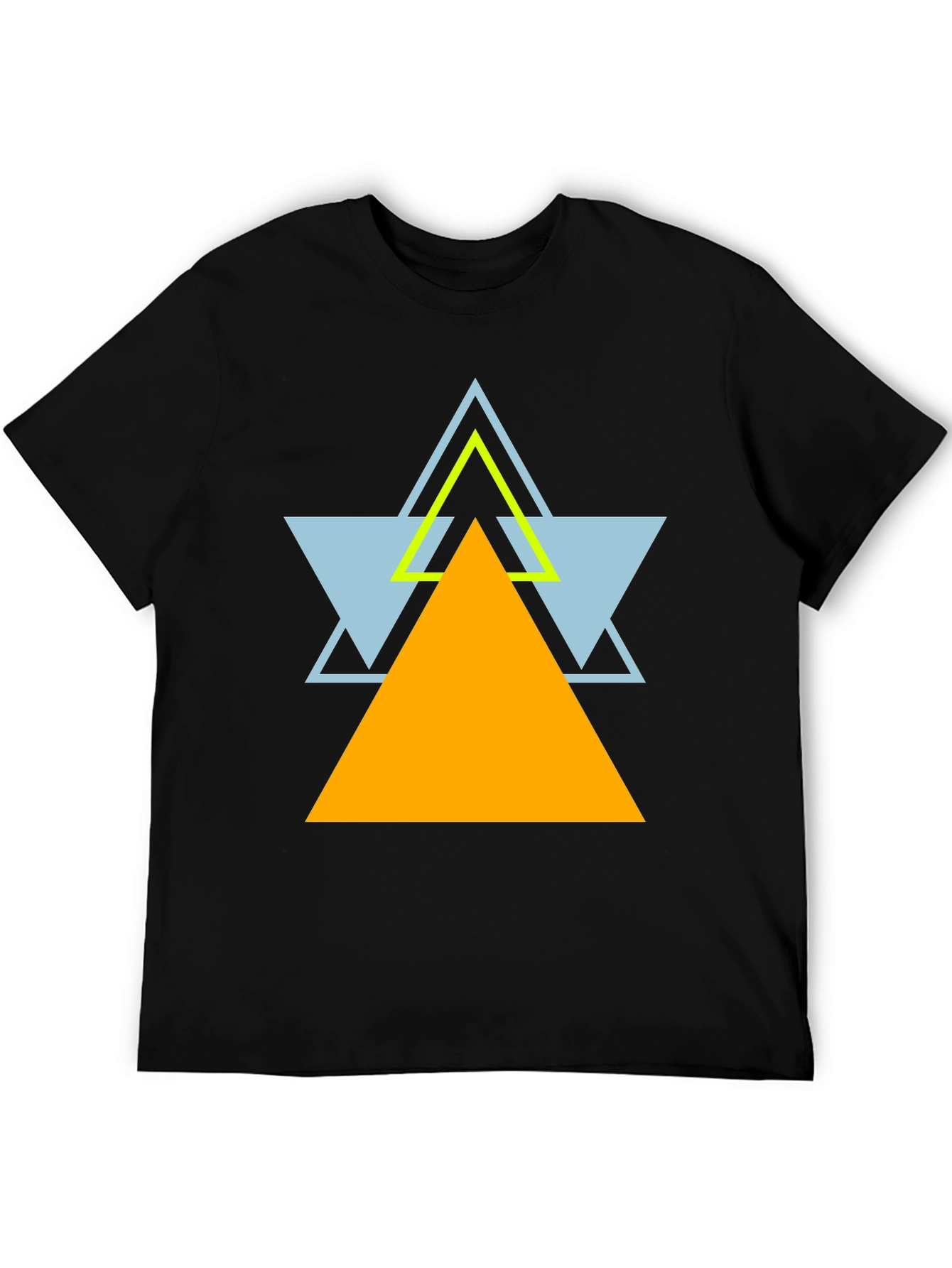 Geometric Triangle Graphic Black T-Shirt