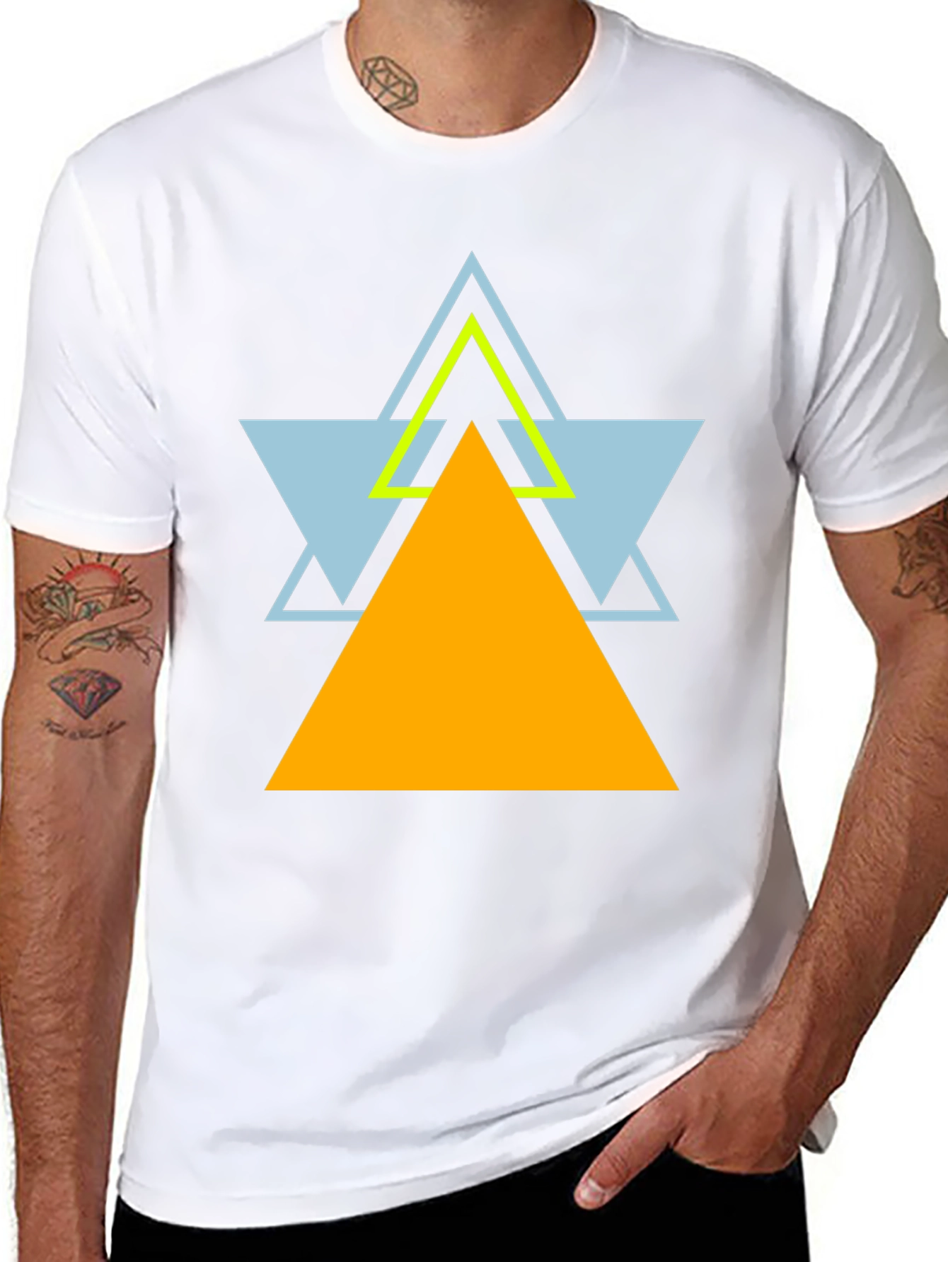Geometric Triangle Graphic Black T-Shirt
