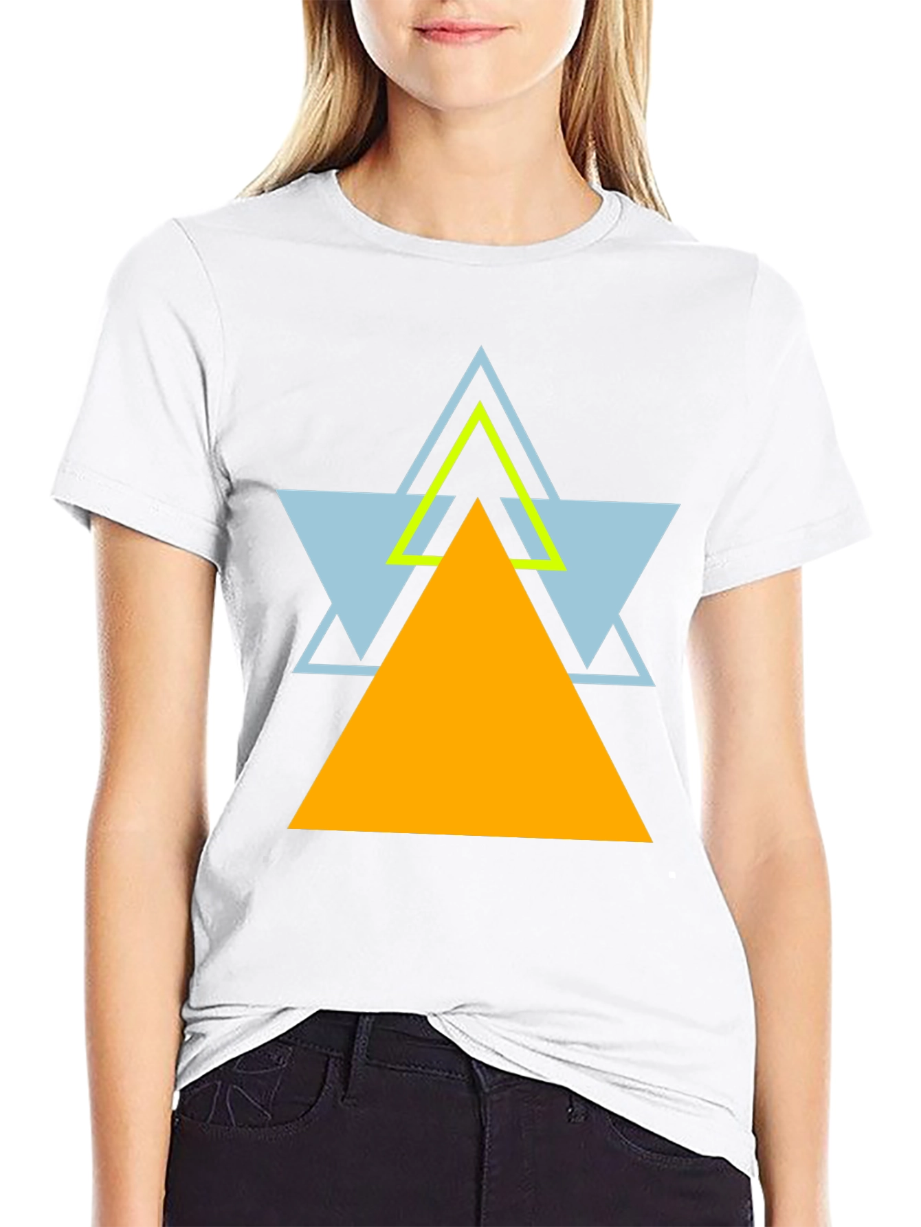 Geometric Triangle Graphic Black T-Shirt