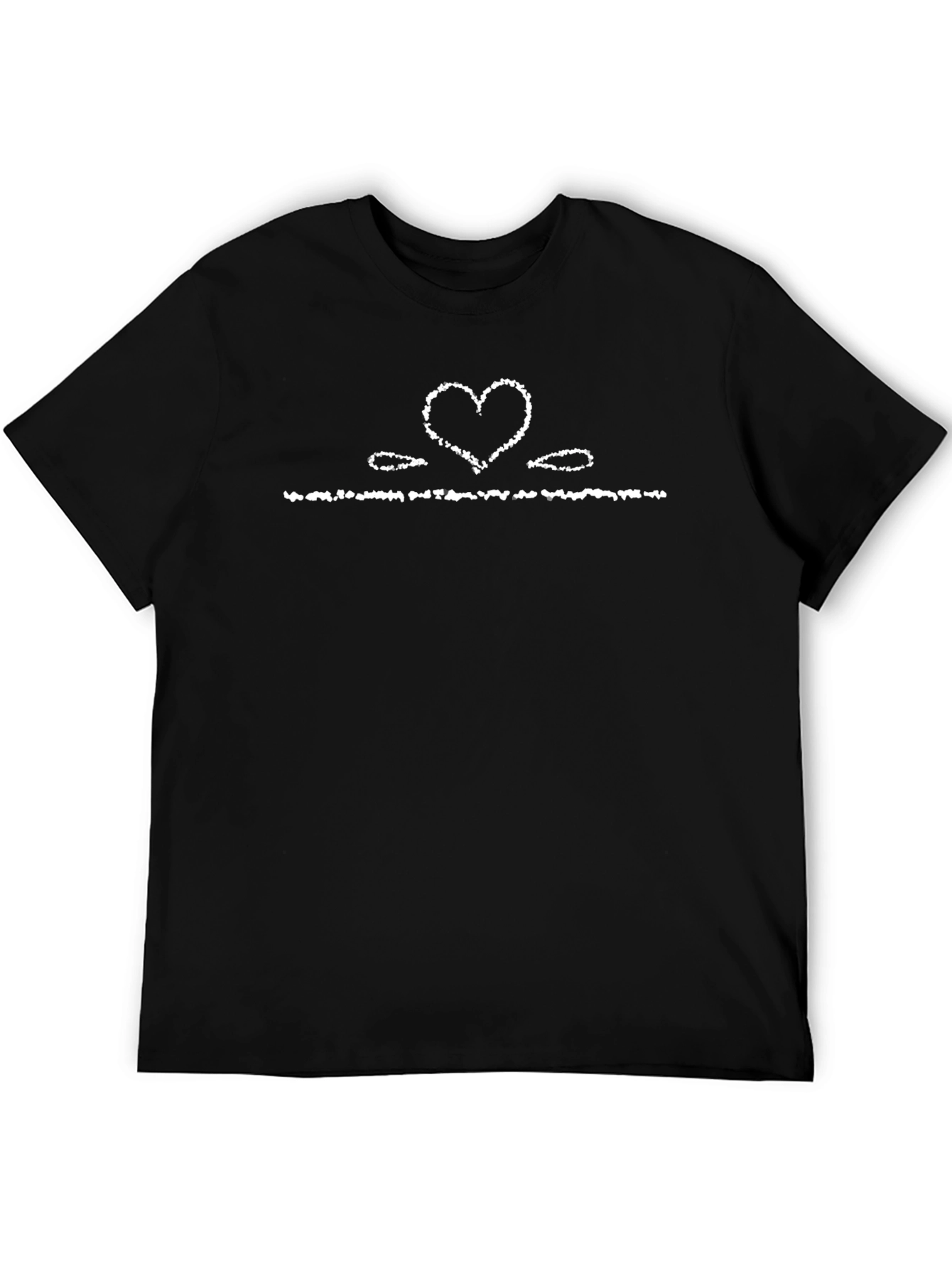 Heart Graphic Print Black Casual T-Shirt