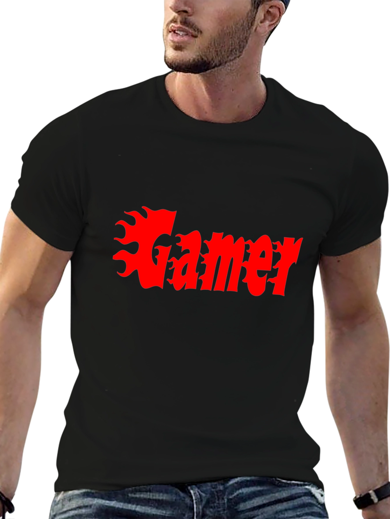 Gamer Flame Graphic Black T-Shirt