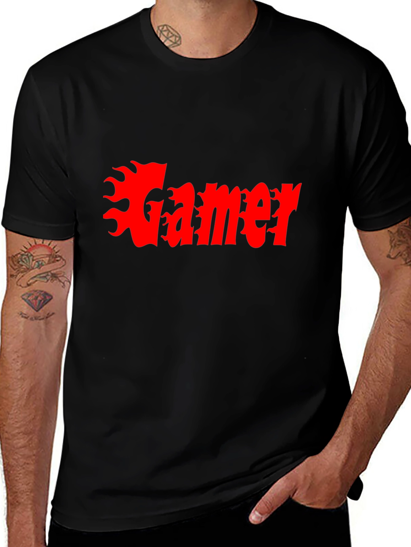 Gamer Flame Graphic Black T-Shirt