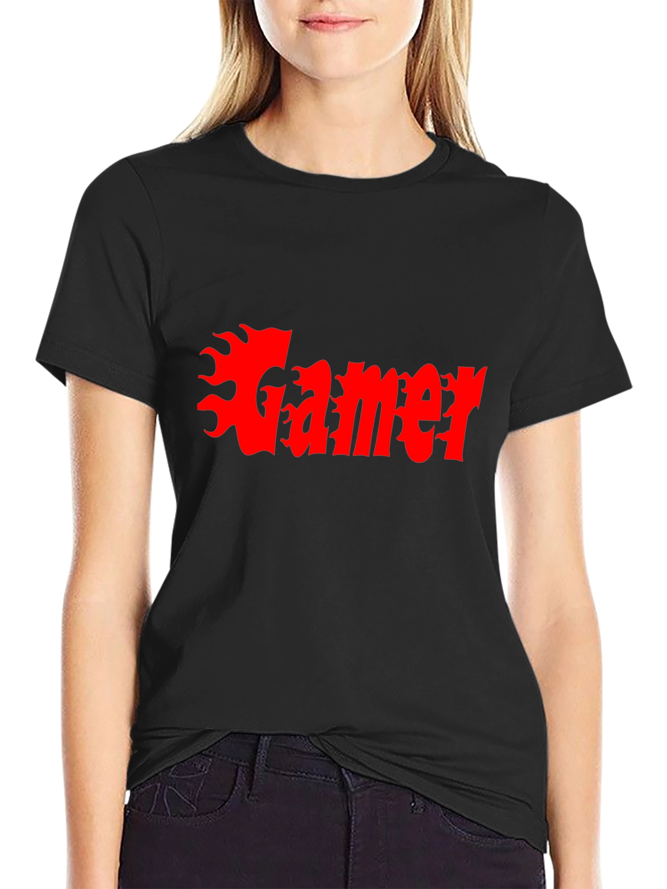 Gamer Flame Graphic Black T-Shirt