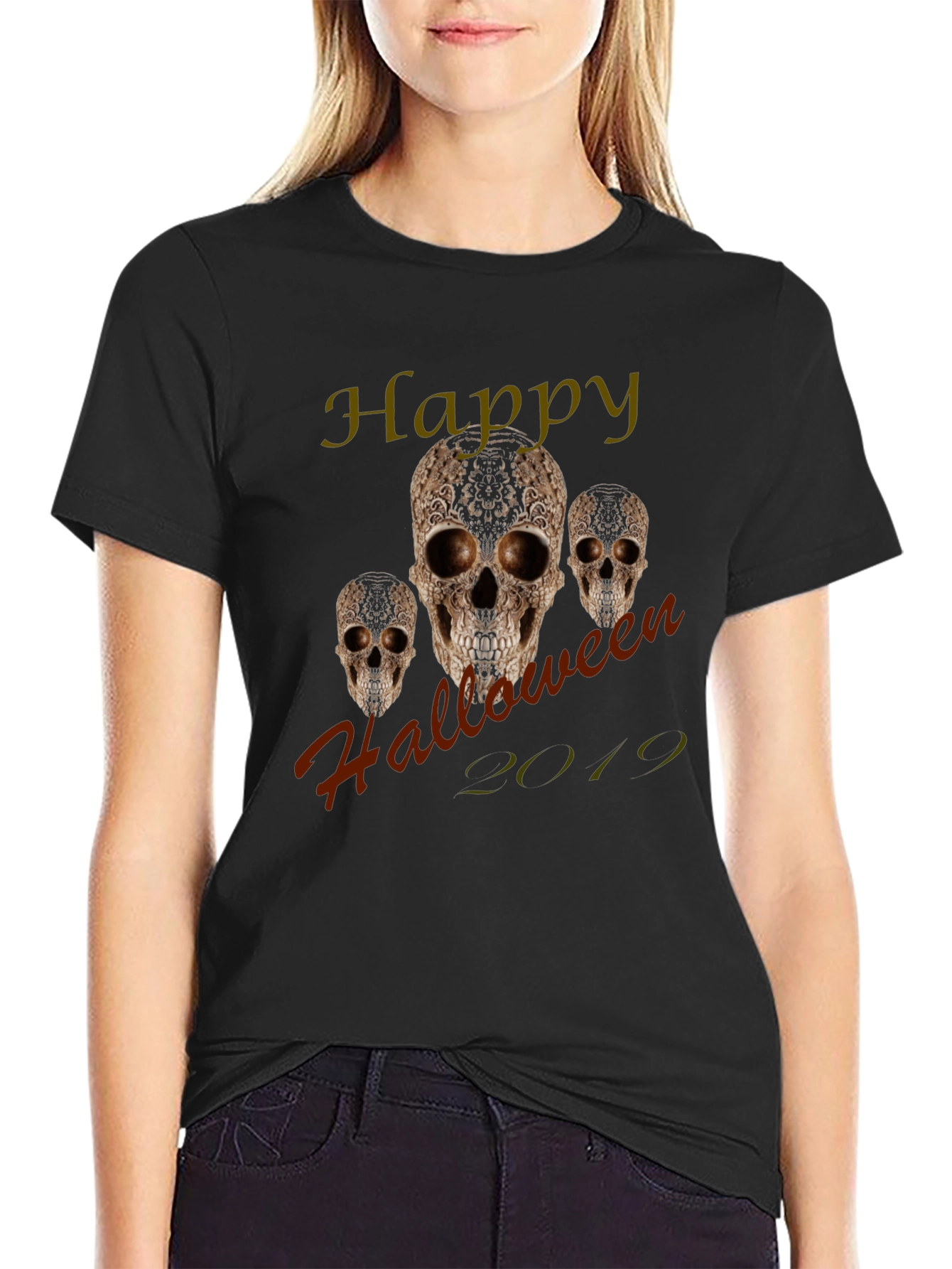 Happy Halloween 2019 Skull Graphic Tee