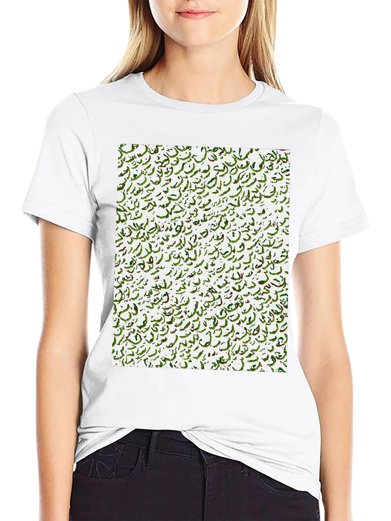 Abstract Calligraphy Print Black T-Shirt